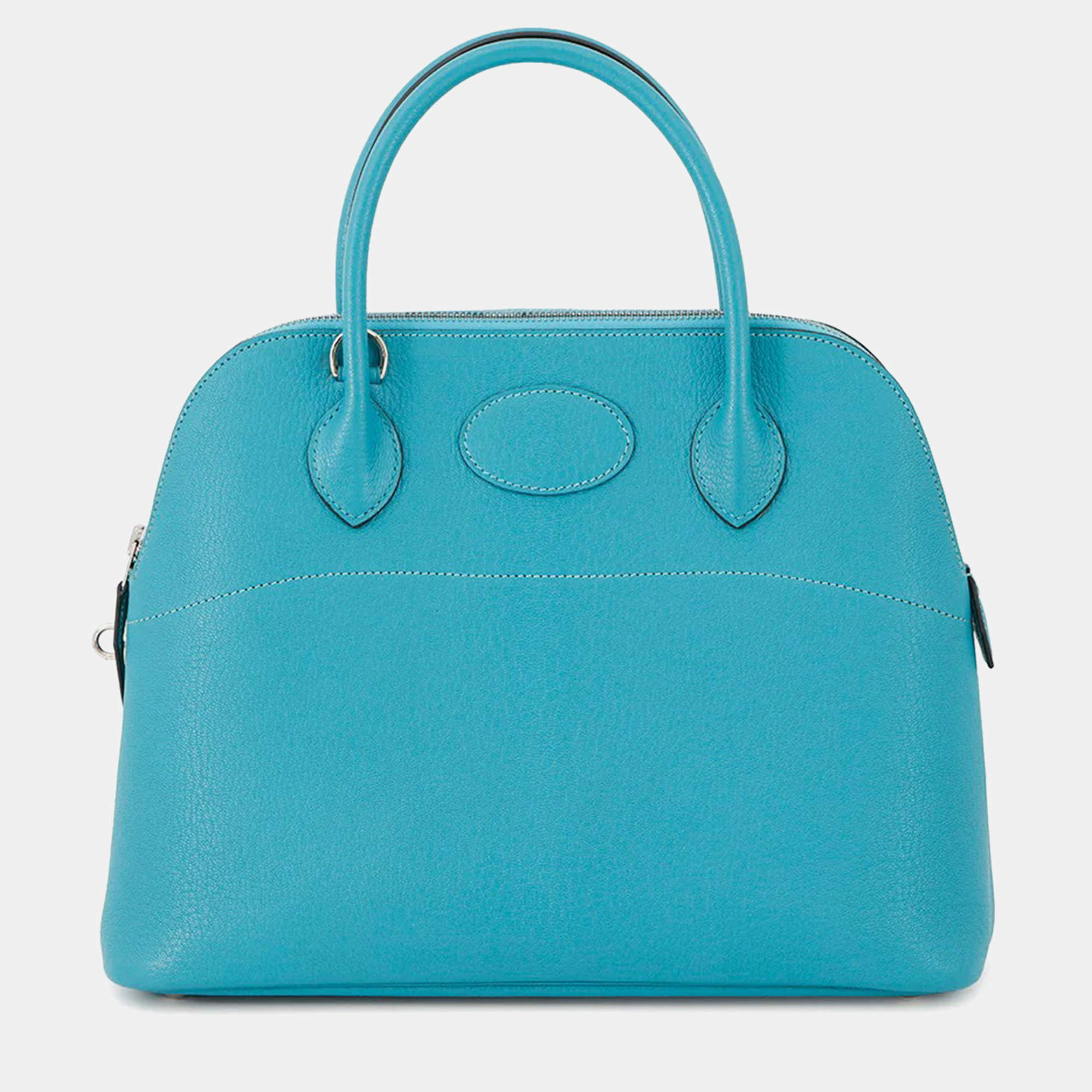 Pre Owned Hermes Bolide 31 Turquoise Chevre Myzore Goatskin Bag