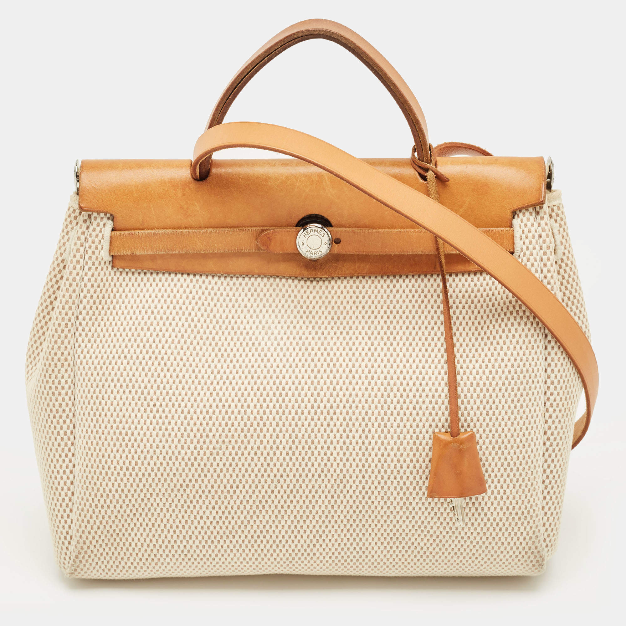 Pre Owned Hermès Ecru/Naturel Criss Viking and Vache Hunter Herbag 31 Bag
