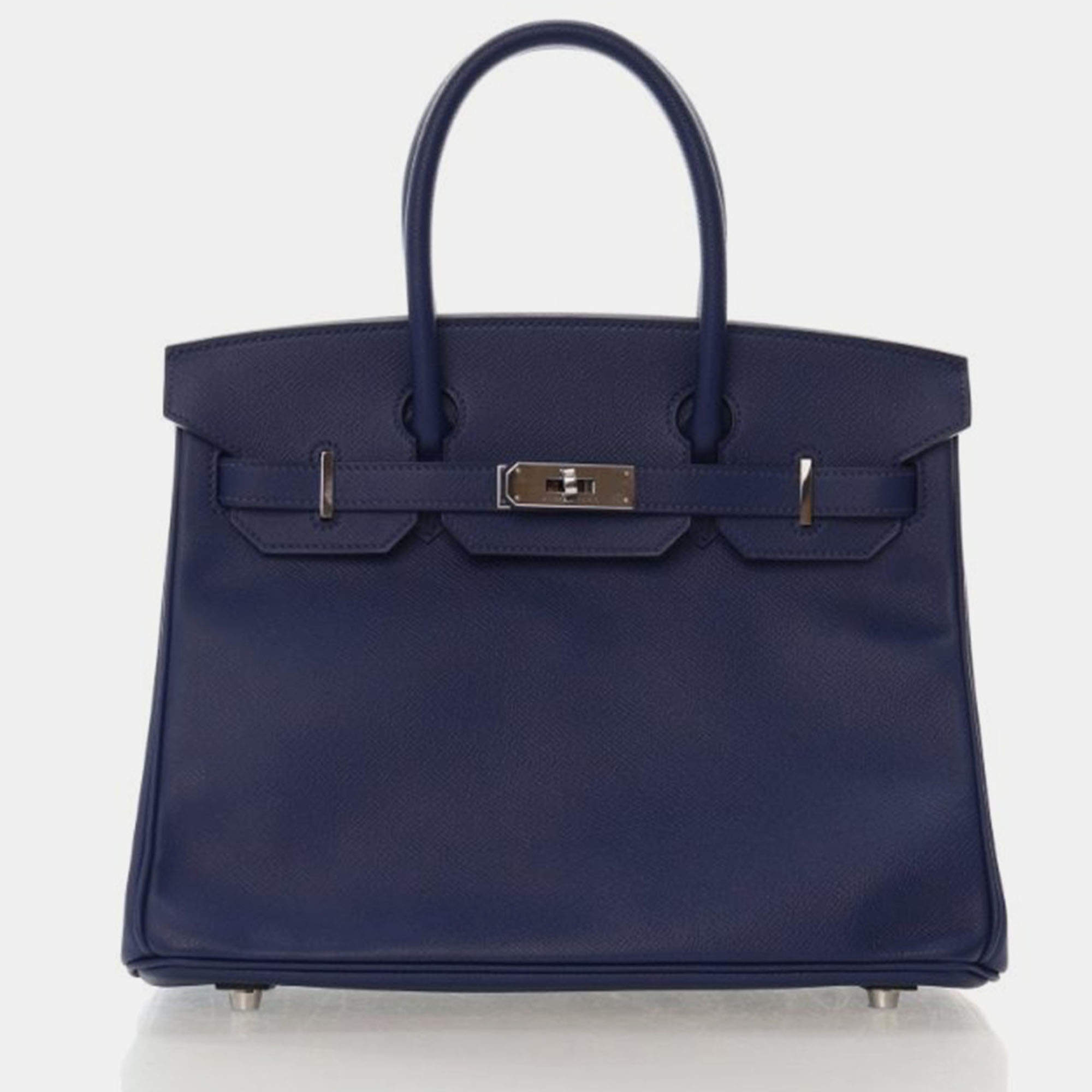 Pre Owned Hermes Birkin 30 Blue Saphir Epsom Bag 