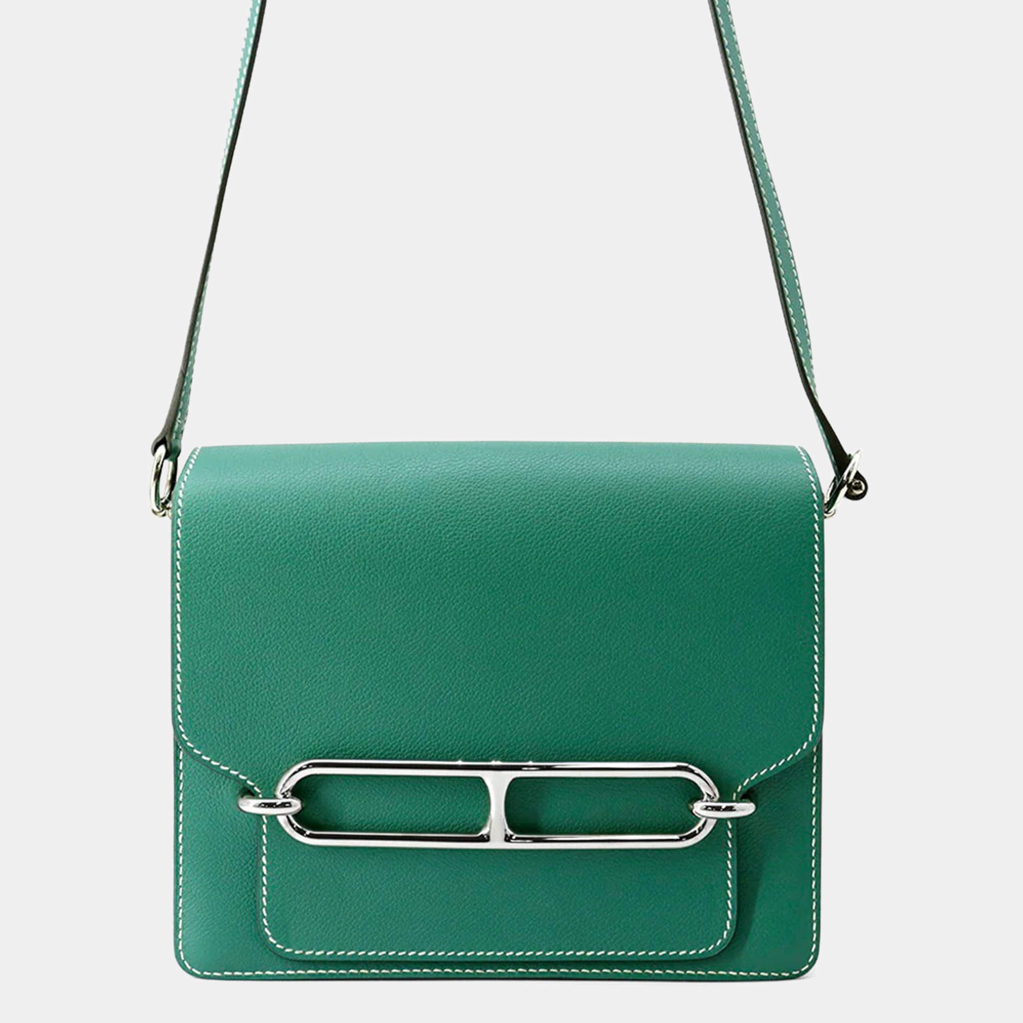 Pre Owned Hermes Sac Roulis Size 23 Vert Vertigo Evercolor Bag 