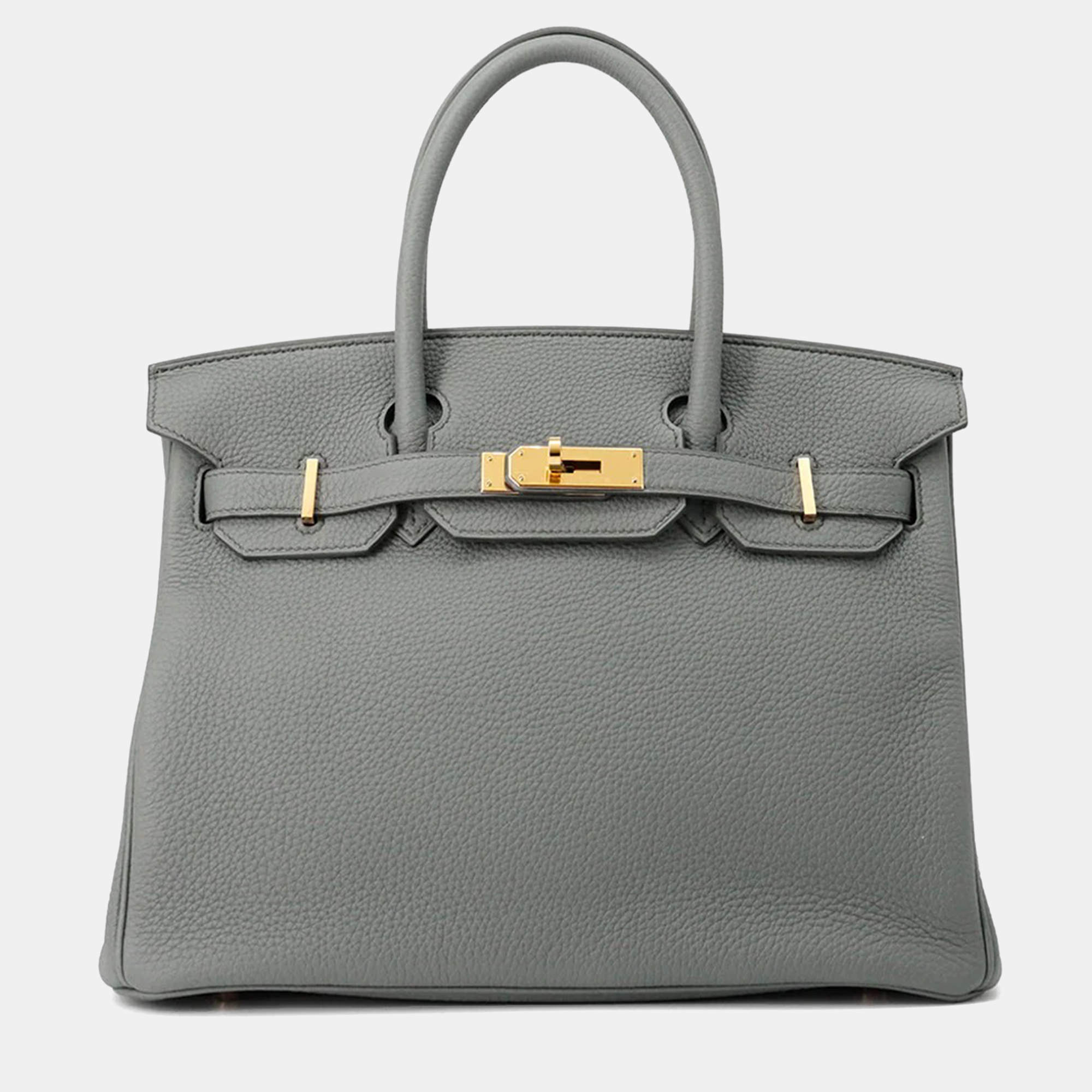 Pre Owned Hermes Birkin  Size 30 Vert Amand Togo Leather Bag 