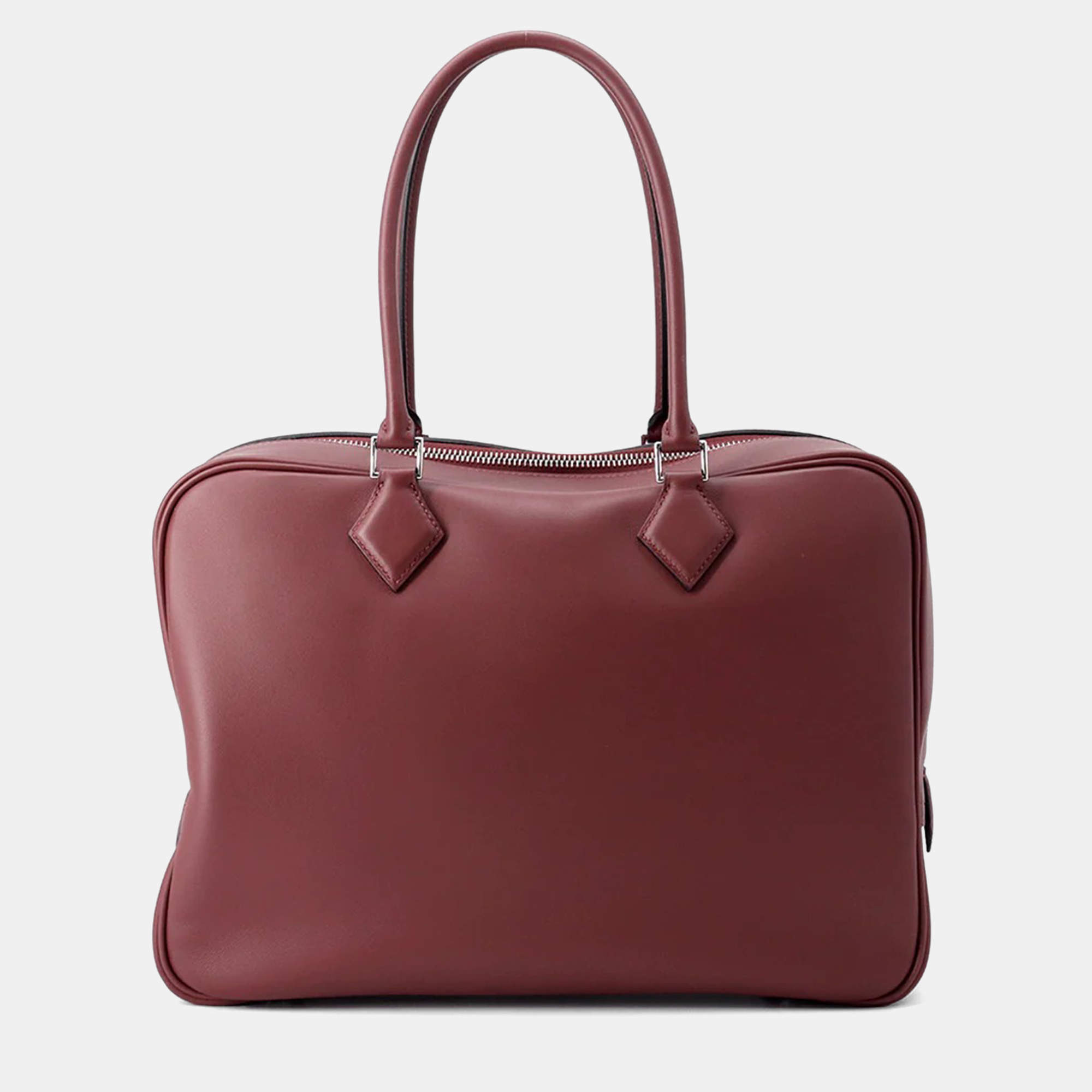 Pre Owned Hermes Plume Size 32 Rouge H Swift Leather Bag