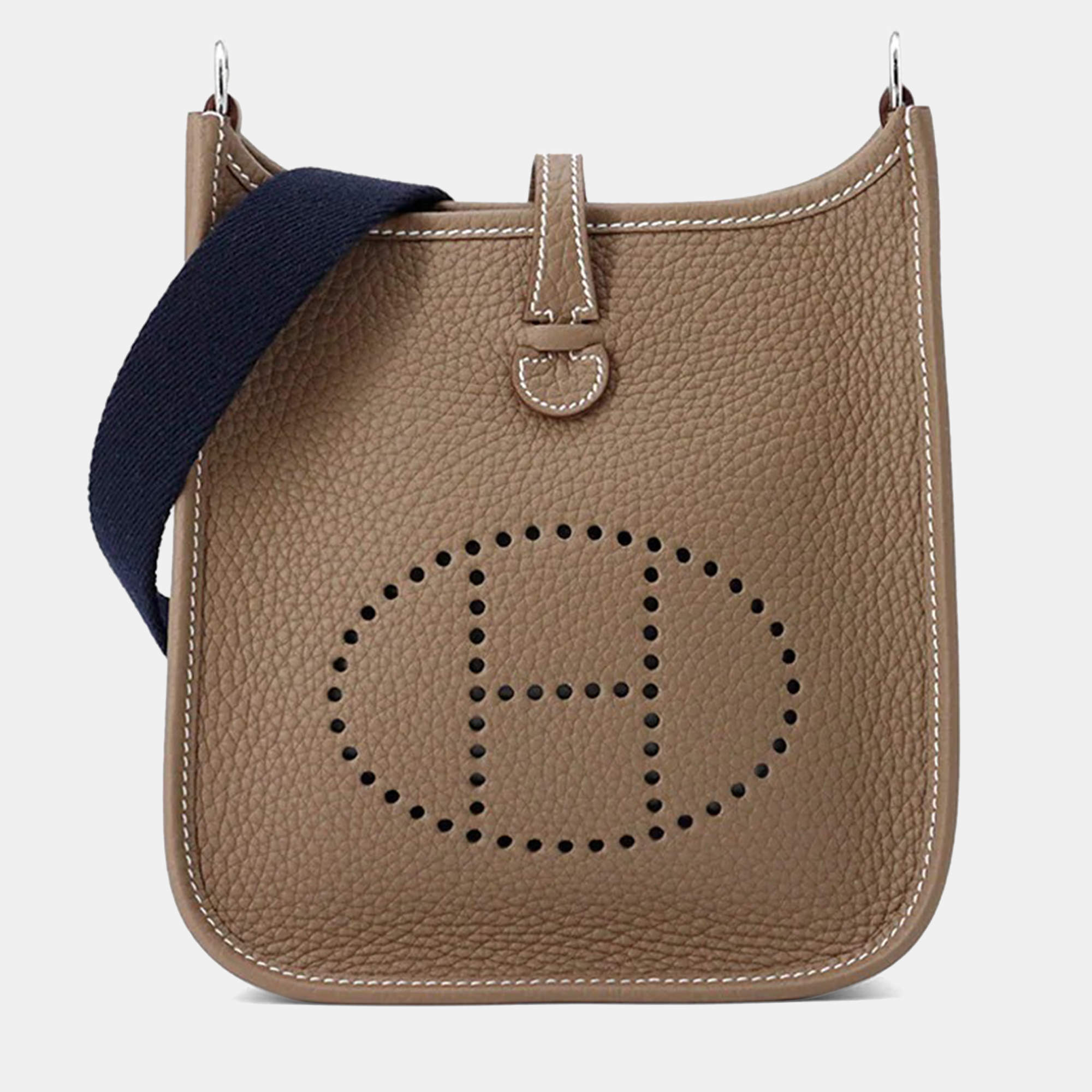 Pre Owned Hermes Evelyne Amazon Long TPM Etoupe/Blue Indigo Taurillon Clemence Bag