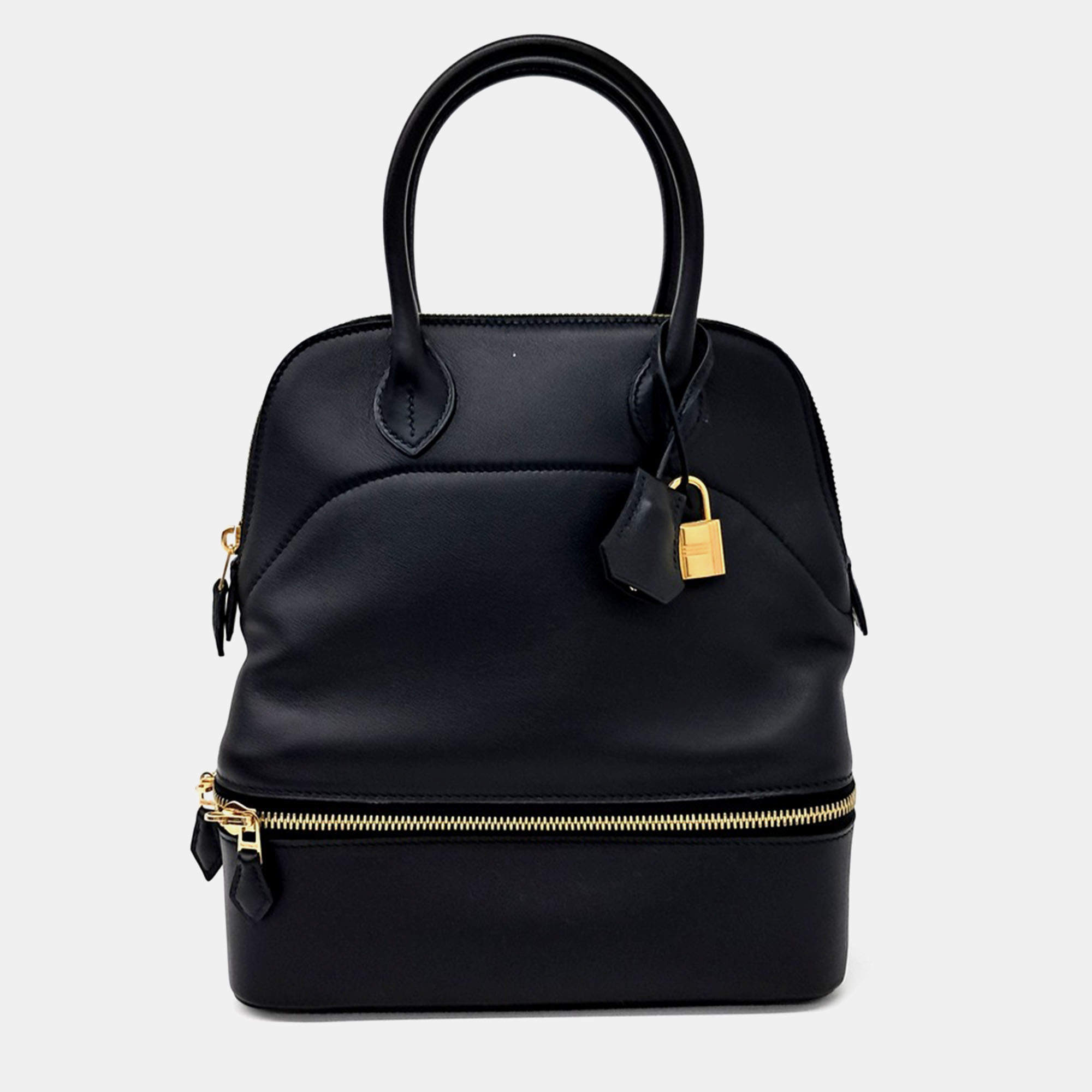 Pre Owned Hermes Bolide Secret Black Leather Bag