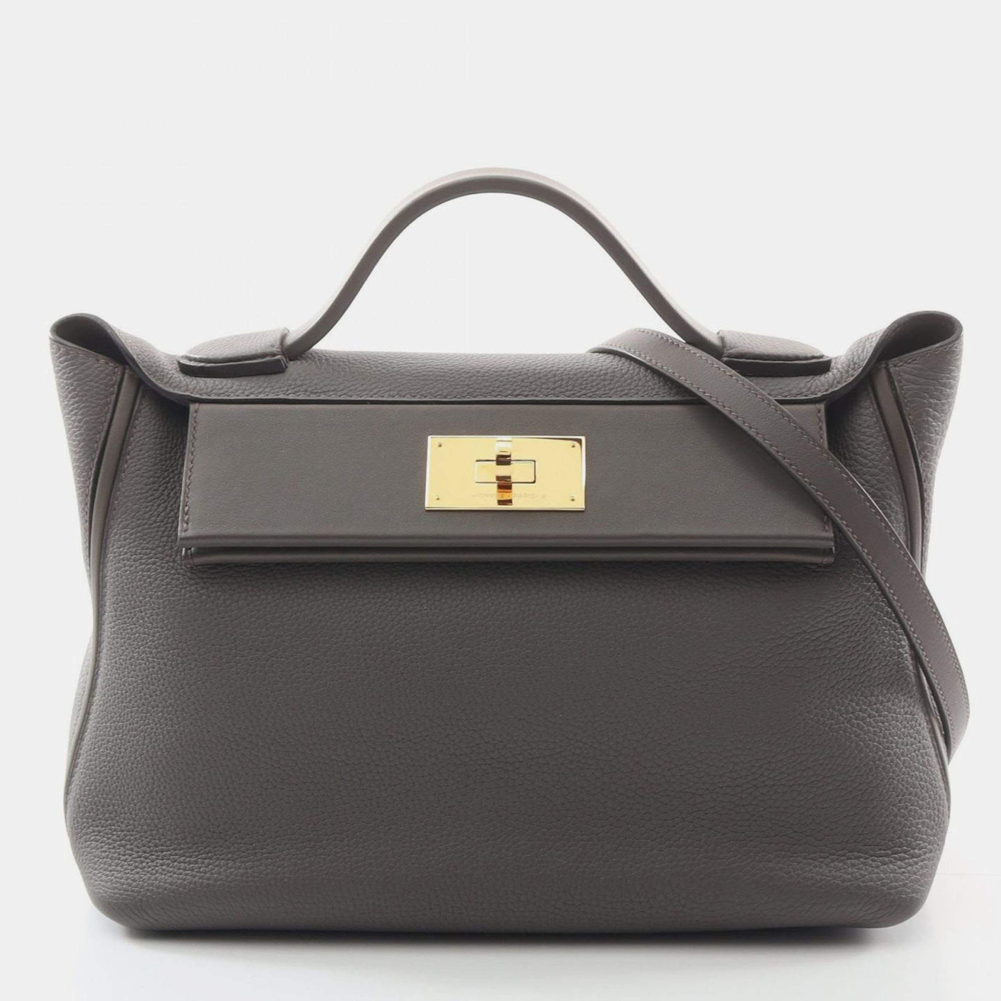 Pre Owned Hermes 24/24 Etain Togo Leather Shoulder Bag