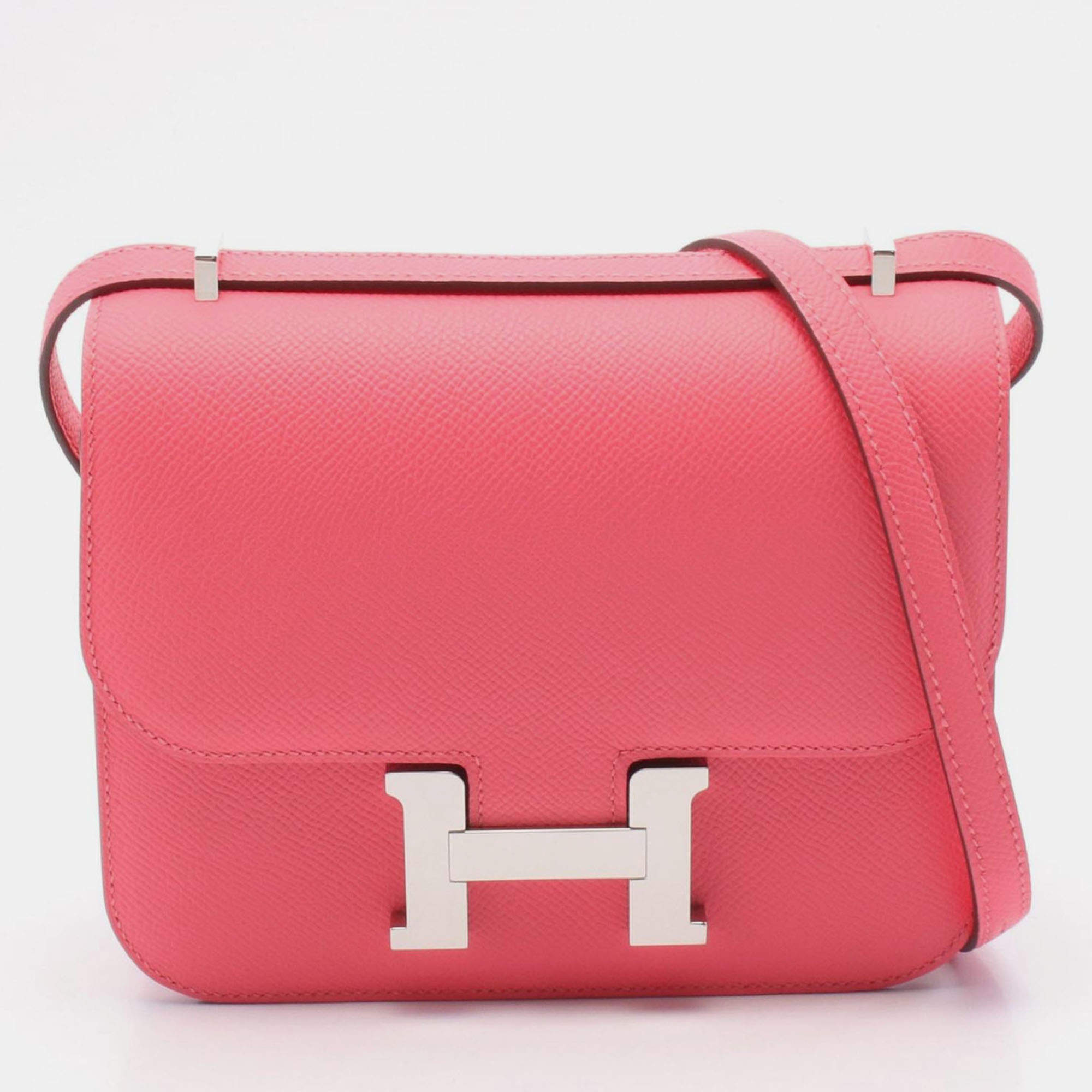 مملوكة مسبقًا حقيبة هيرمس كونستانس ميني جلد إبسوم وردي أزاليا حقيبة كتف