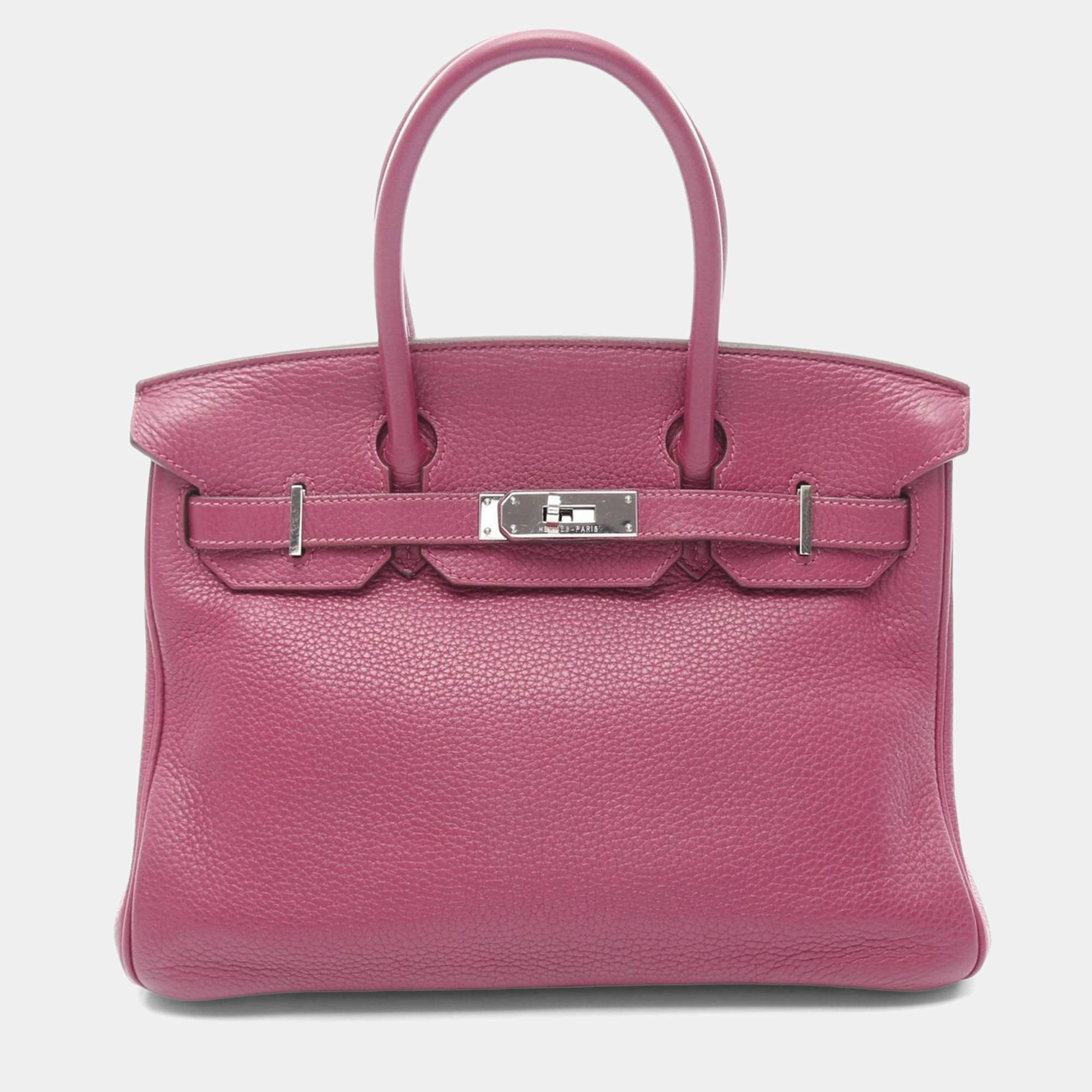 Pre Owned Hermes Birkin 30 Tosca Taurillon Clemence Leather Tote Bag