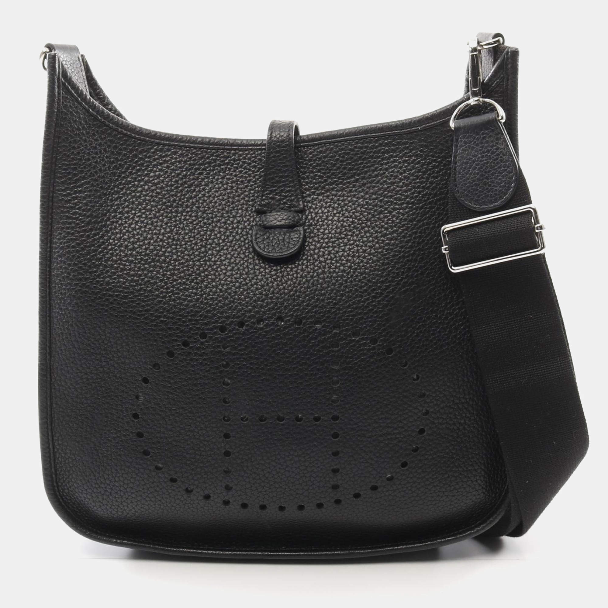 Pre Owned Hermes Evelyne 29 Black Taurillon Clemence Leather Shoulder Bag