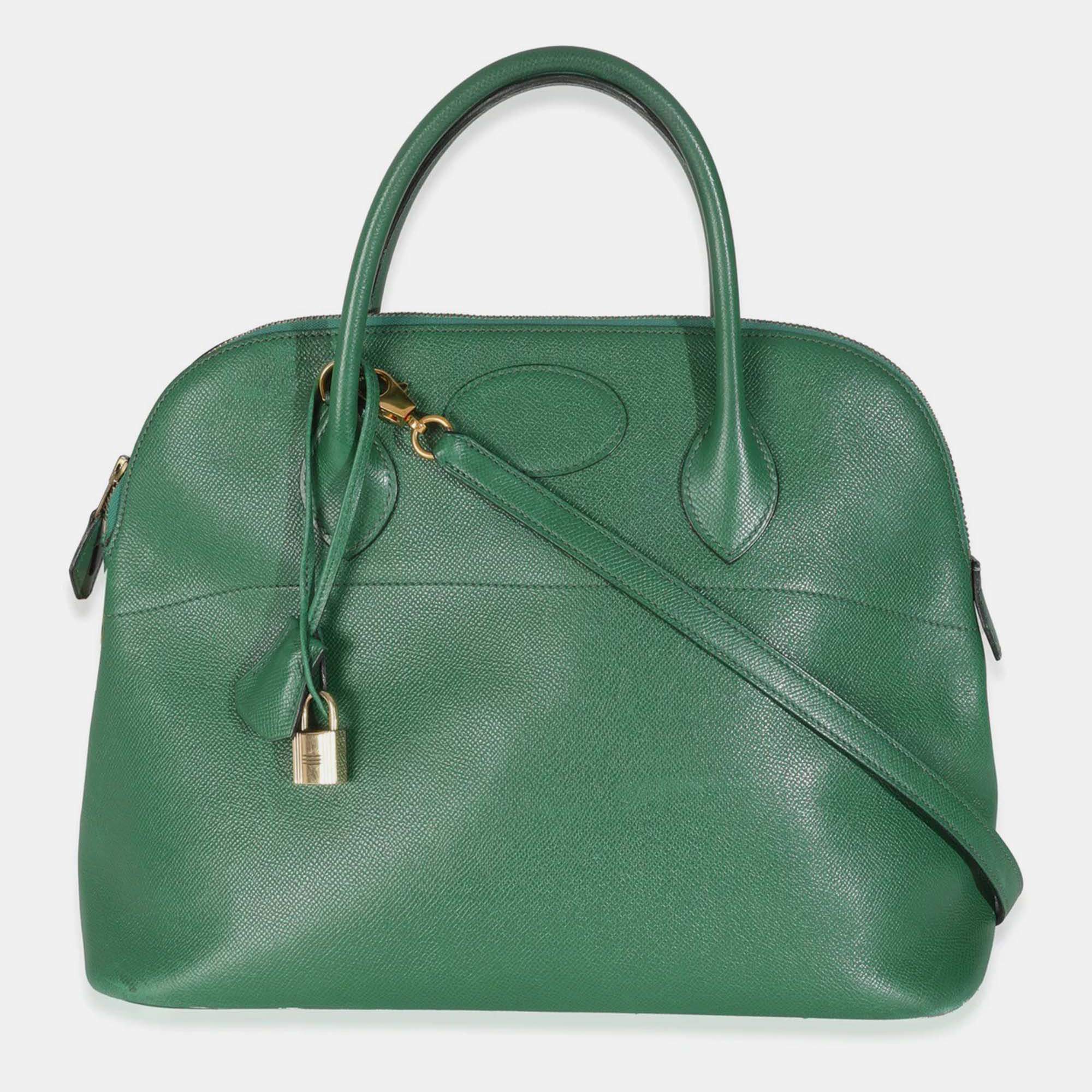Pre Owned Hermes Vintage Vert Bengale Courchevel Bolide 35 GHW