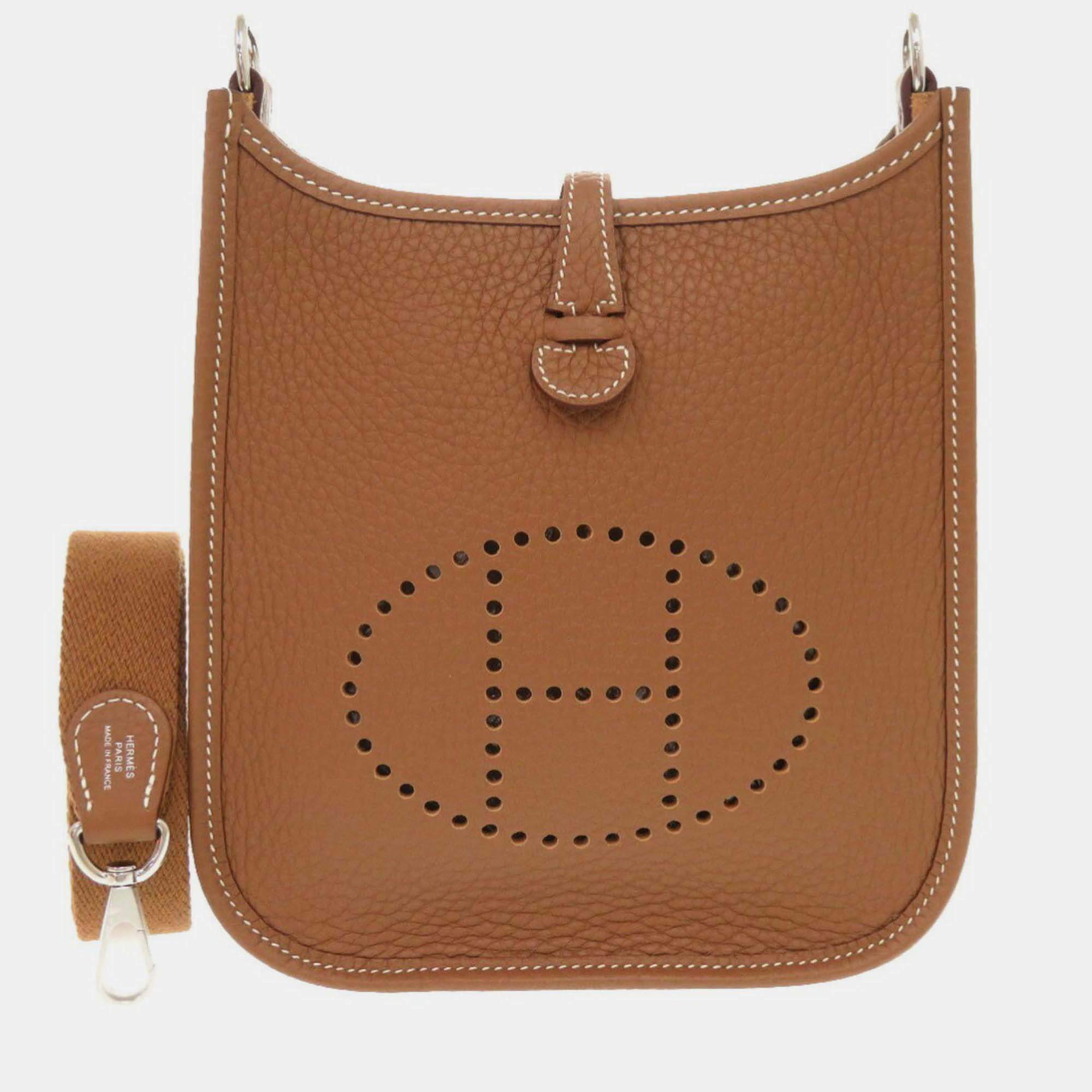 Pre Owned Hermes Evelyn Amazon Taurillon Clemence Gold Shoulder Bag TPM