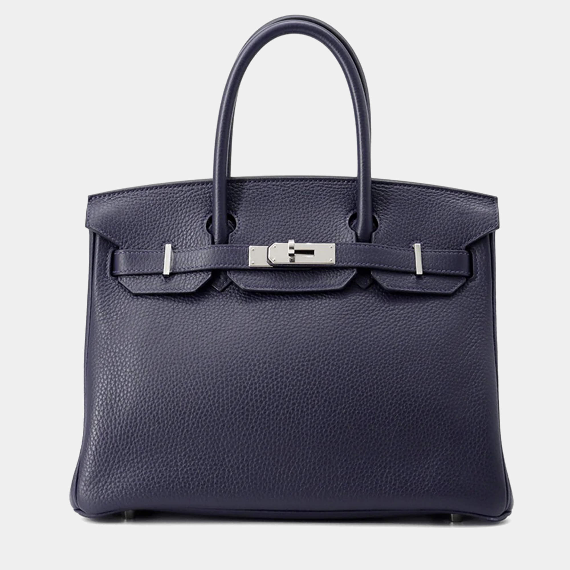 Pre Owned Hermes Birkin Verso Blue Nuit/Rose Purple Taurillon Clemence 30