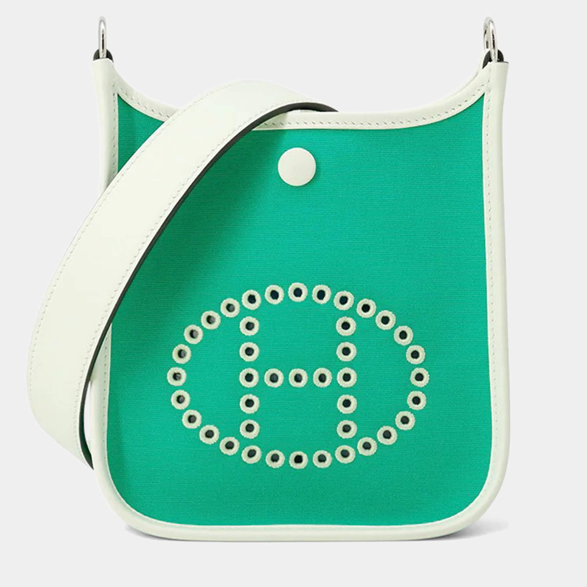 Pre Owned Hermes Neo Evelyne Menthe/Blue Azteque/Vert Fizz Toile Officier Swift Leather TPM