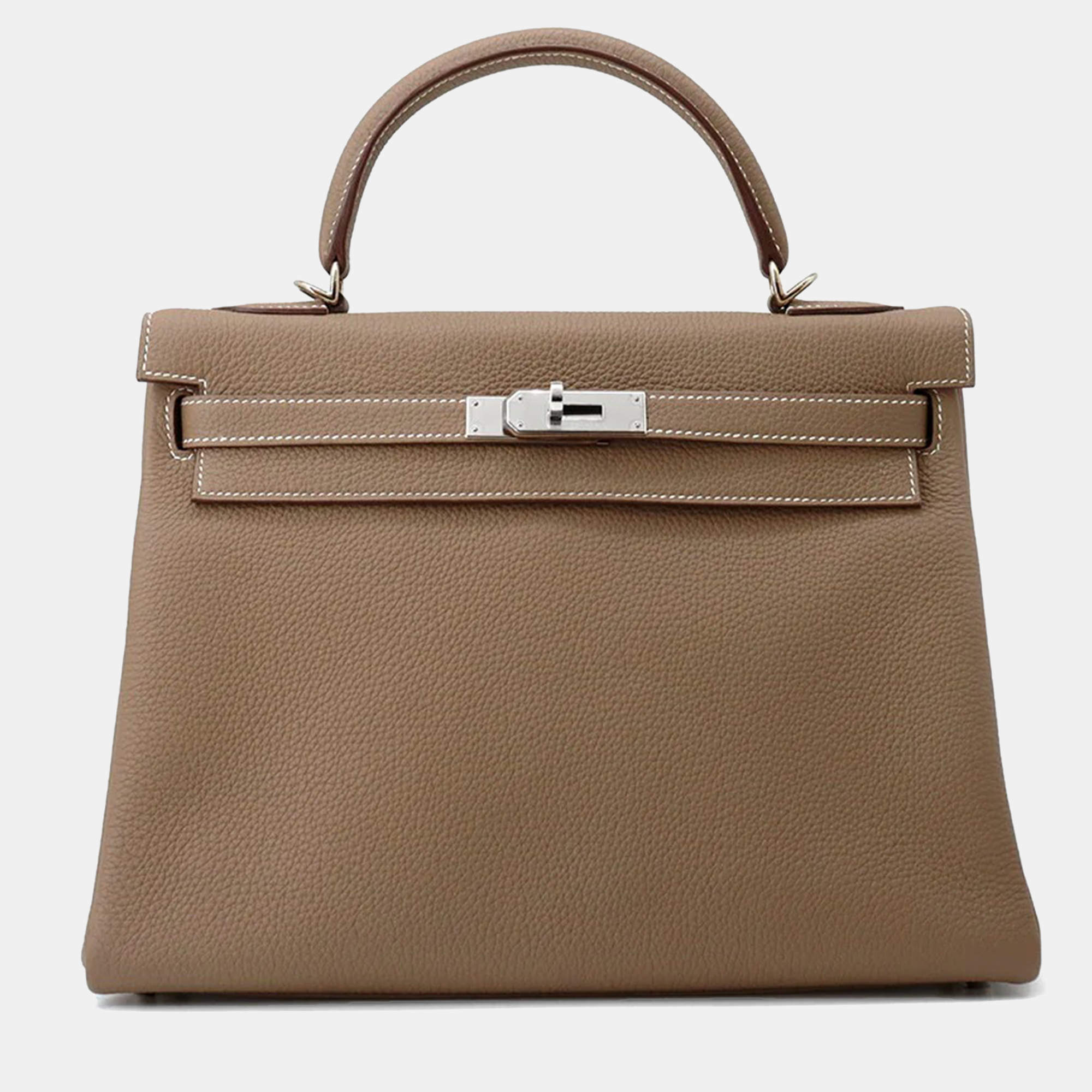Pre Owned Hermes Kelly Retourne Etoupe Togo Leather Handbag 32