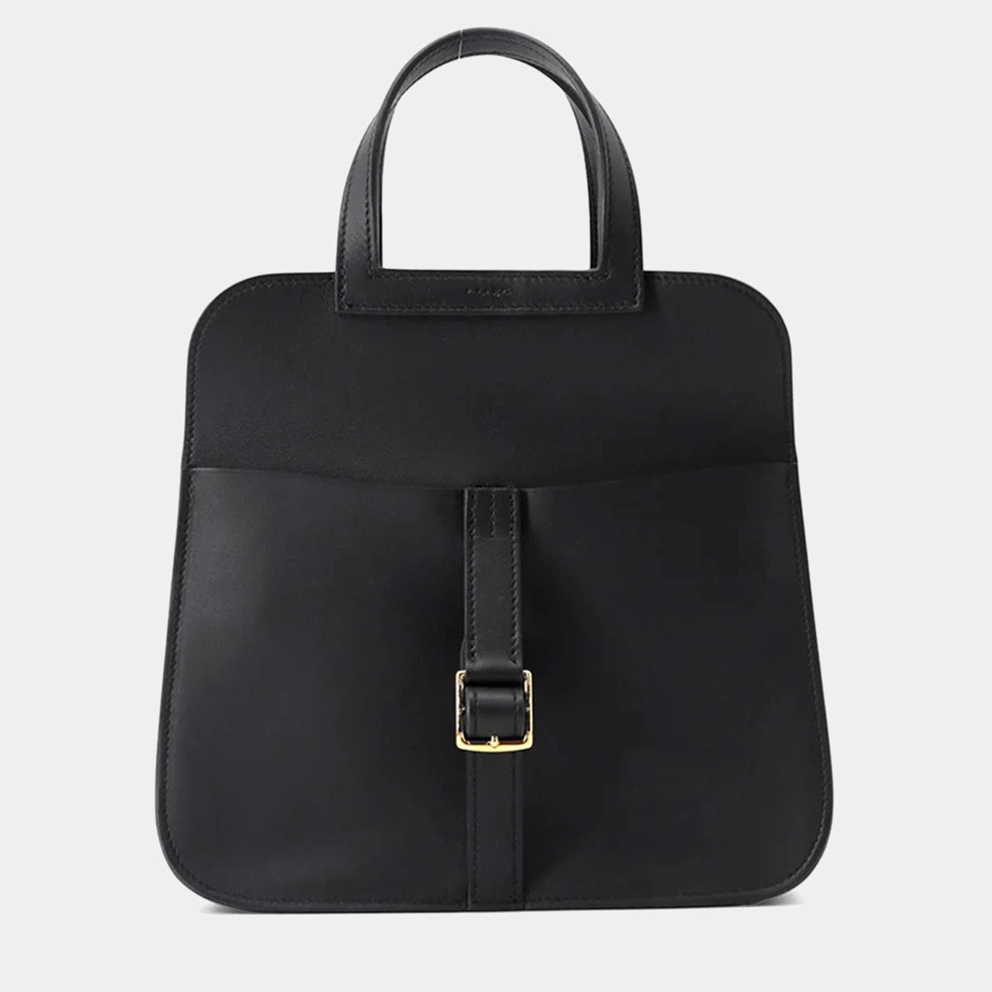 Pre Owned Hermes Halzan Black Swift Leather Mini Handbag 