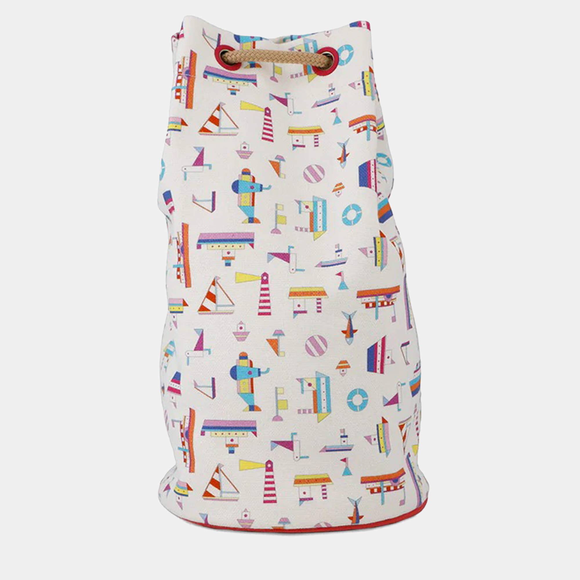 Pre Owned Hermes Petit Chartier Duffle Bag Multicolor Cotton