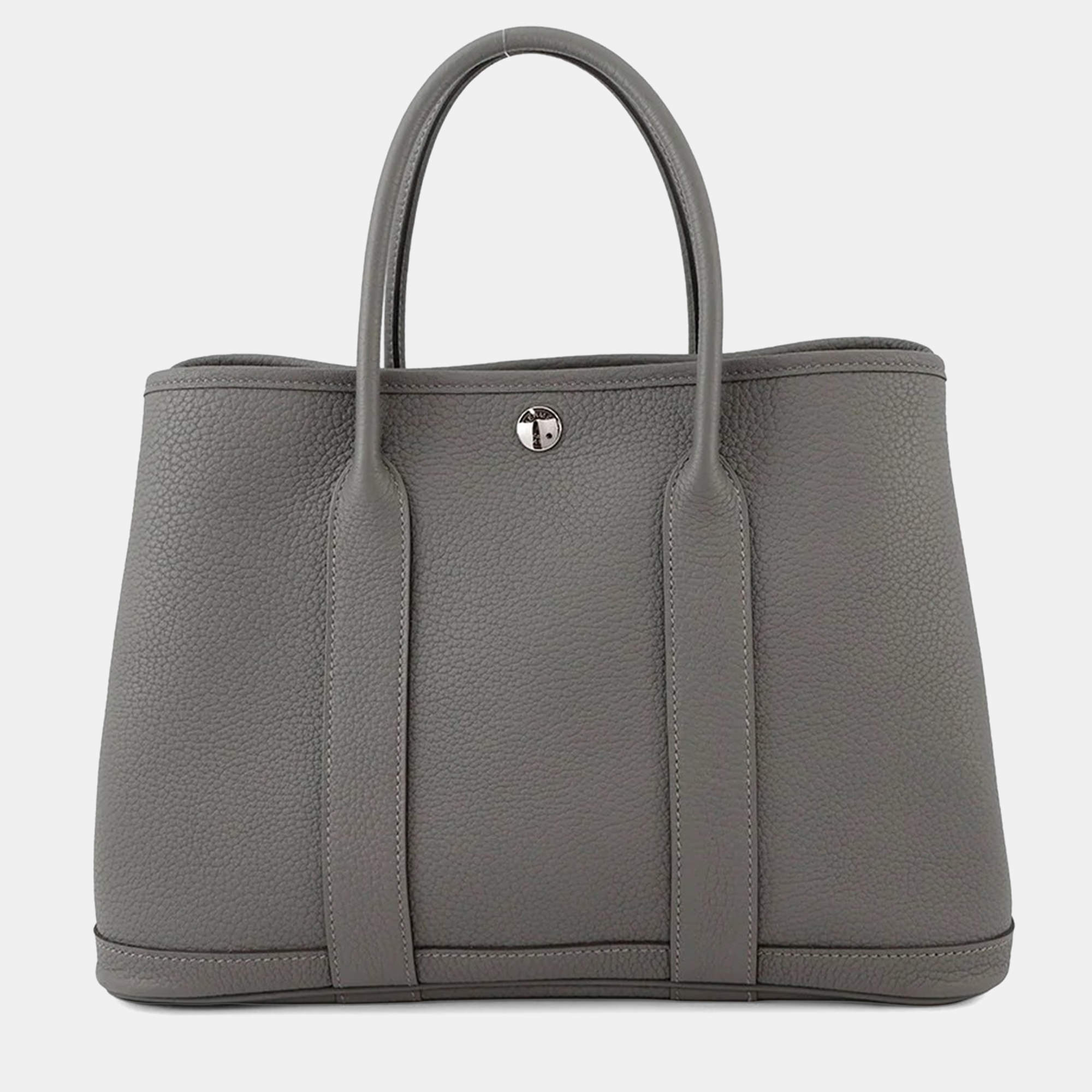 Pre Owned Hermes Garden Party Gris Meyer Negonda Leather