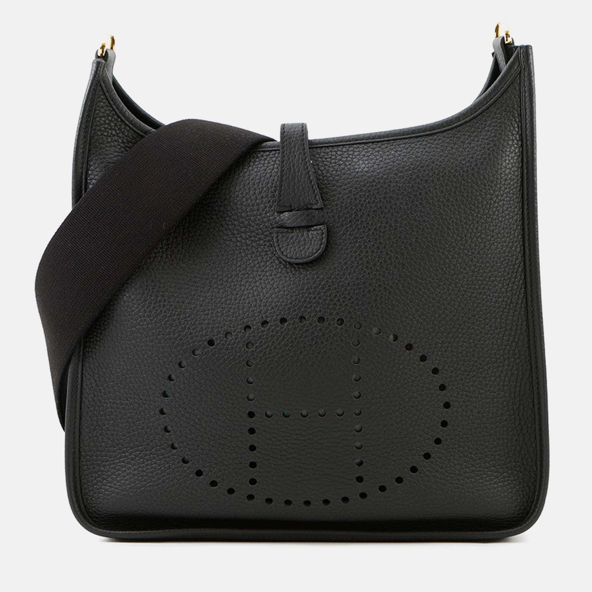 Pre Owned Hermes Evelyne3 Black Taurillon Clemence PM