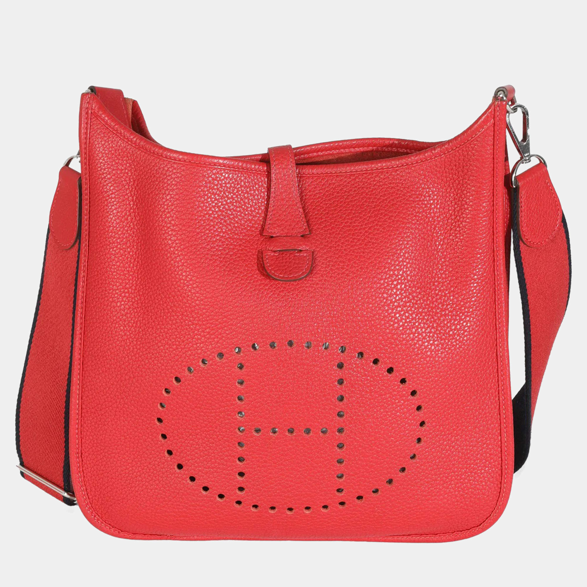 Pre Owned Hermes Rouge Casaque Clemence Evelyne PM PHW