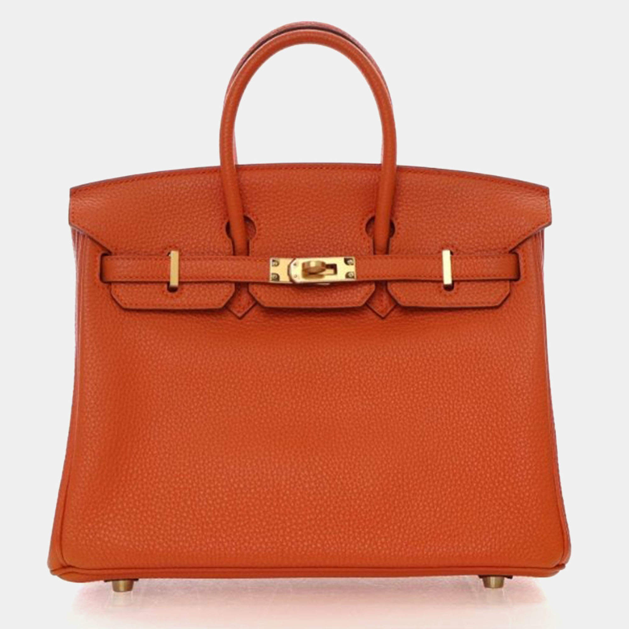 Pre Owned Hermes  Birkin 25 Orange Togo Bag
