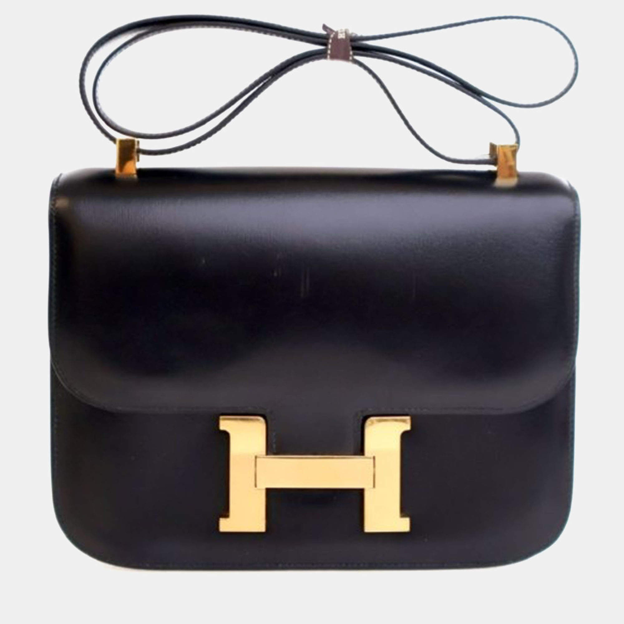Pre Owned Hermes Box Constance 23 Vintage Black Bag
