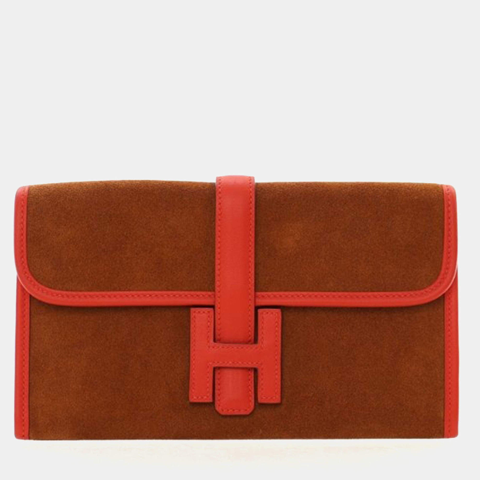 Pre Owned Hermes Rouge Tomate Suede Jige 20