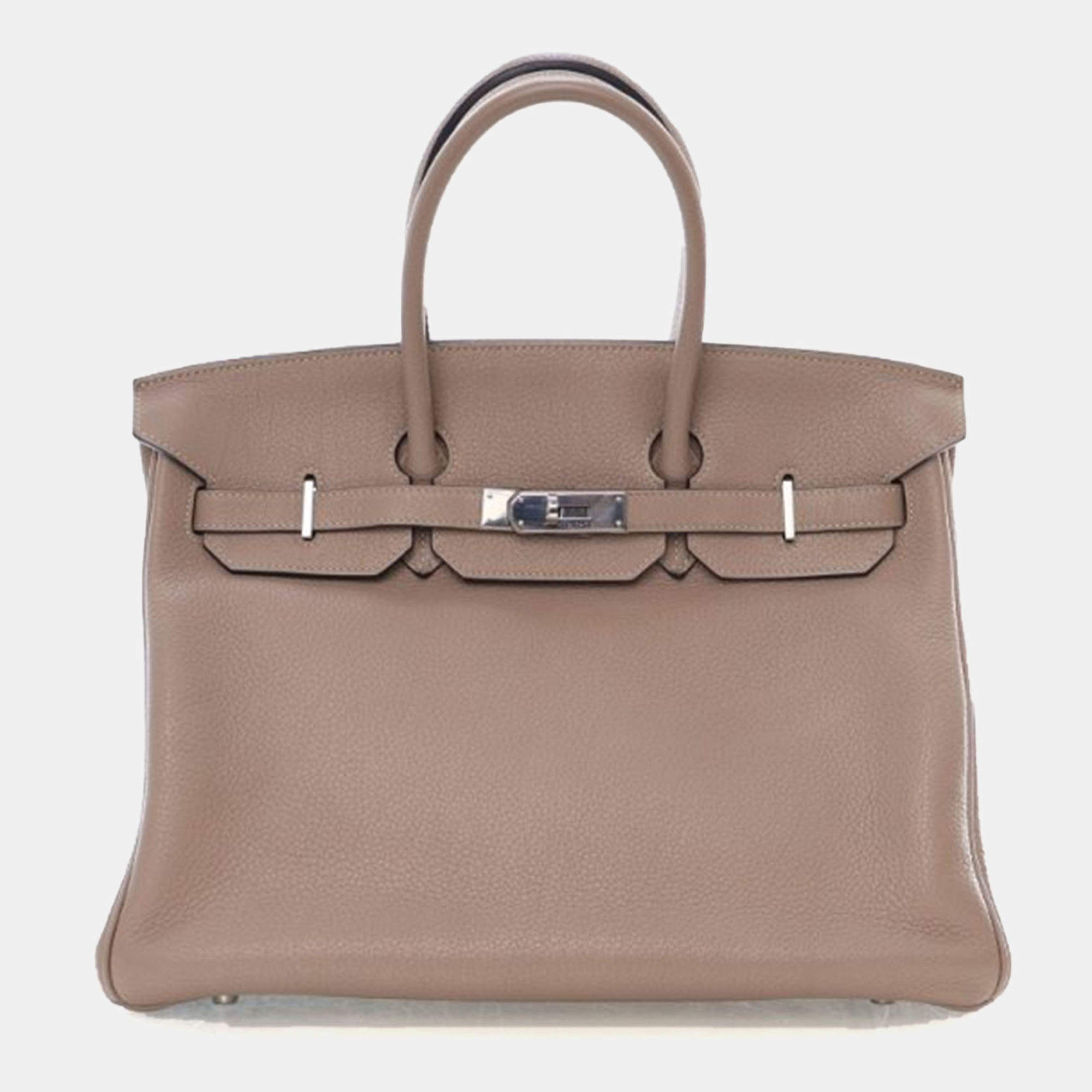 Pre Owned Hermes Gris Touterelle Togo Birkin 35