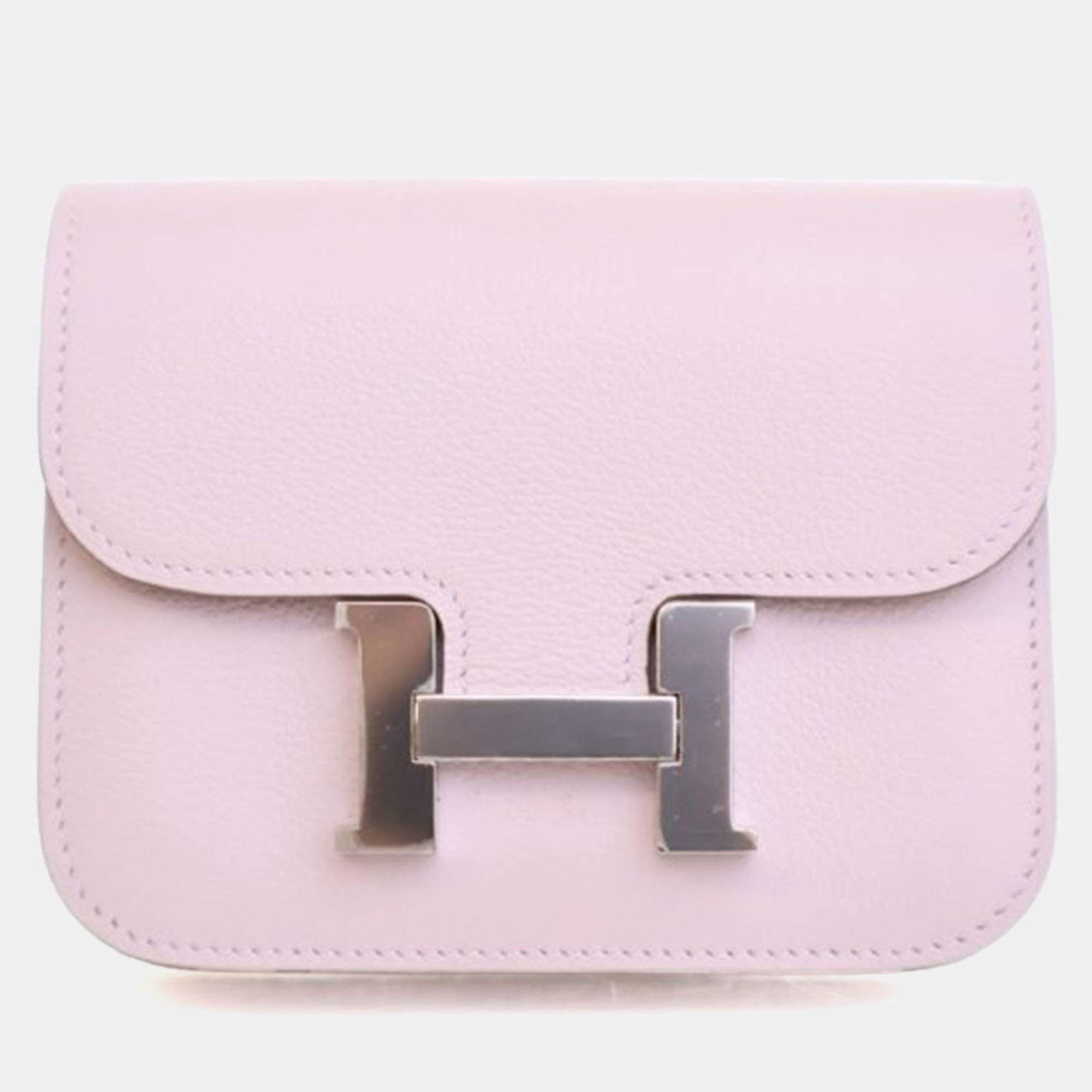 Pre Owned Hermes Mauve Pale Evercolor Constance Slim Wallet