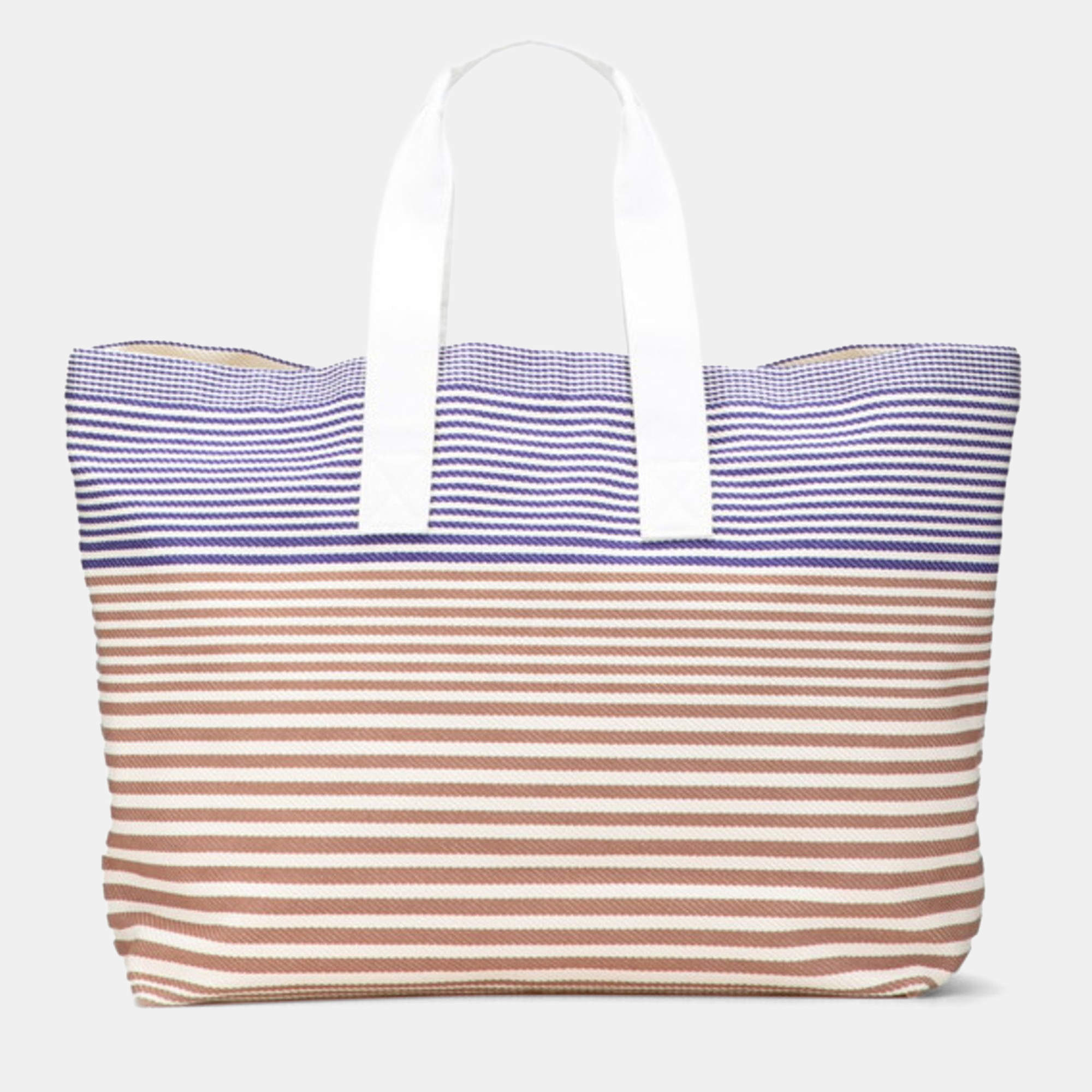 Pre Owned Hermes Sac De Plage New Cabayadere Tote Bag In Ivory  Brown  And Purple Canvas