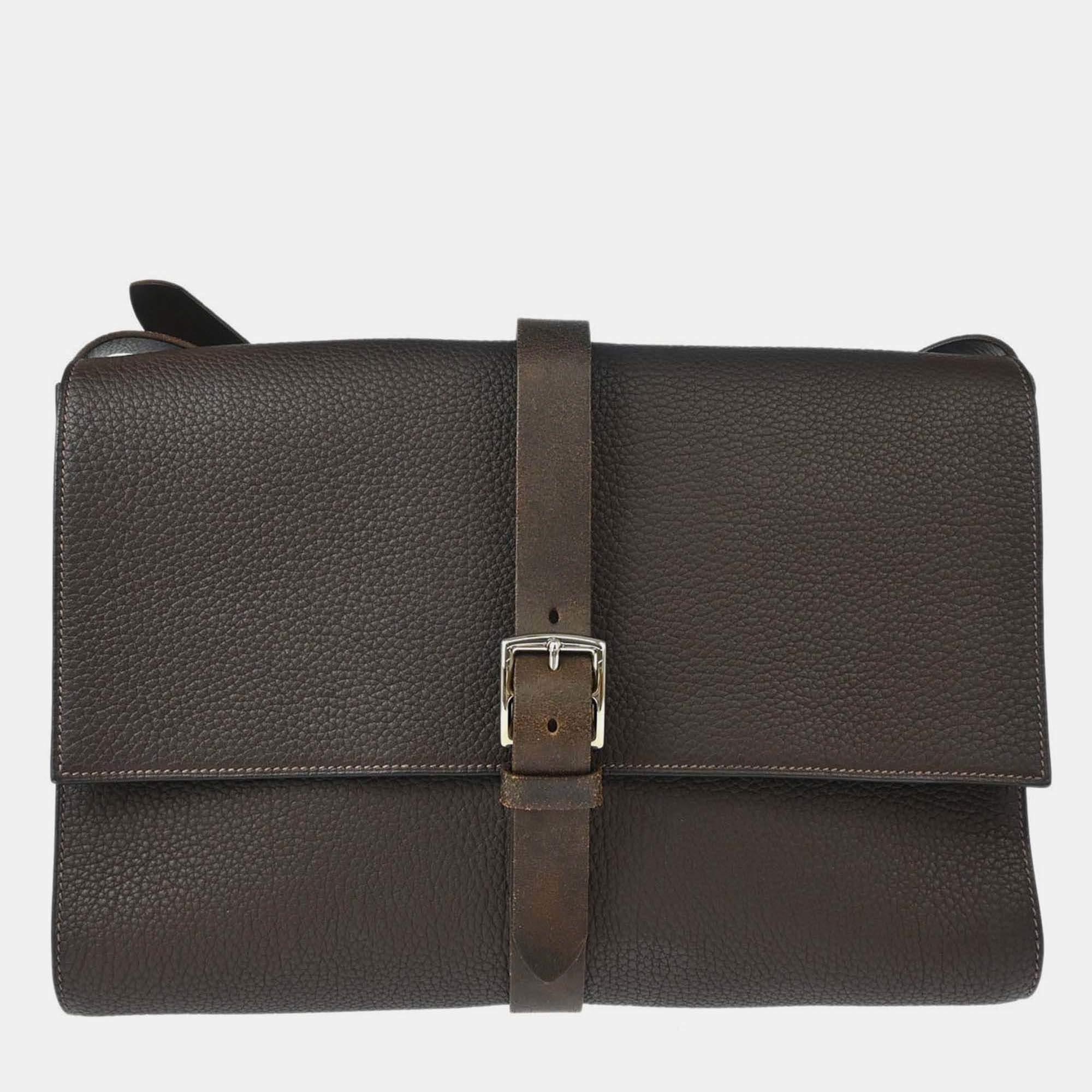 Pre Owned Hermes Cacao Fjord Etriviere Shoulder Bag