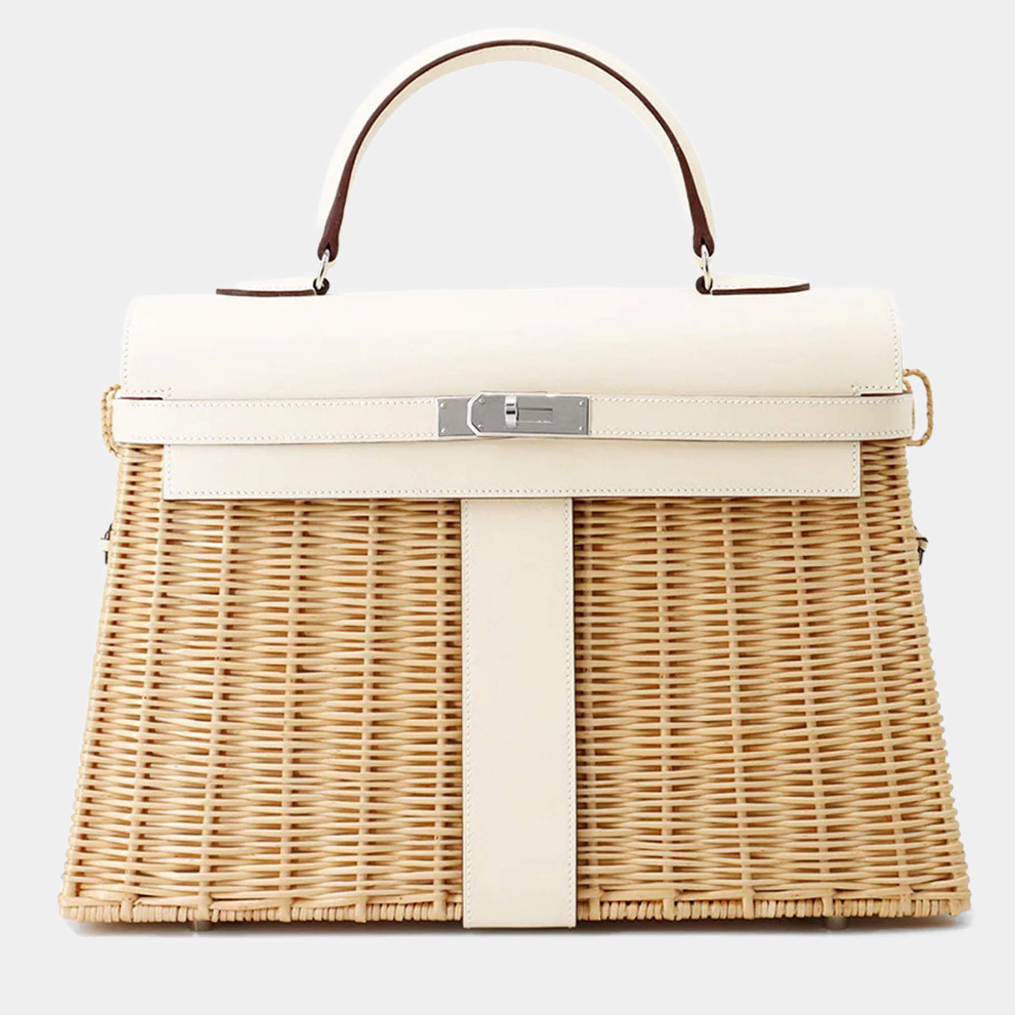 Pre Owned Hermes Kelly Picnic Nata/Natural Swift Leather Willow Size 35