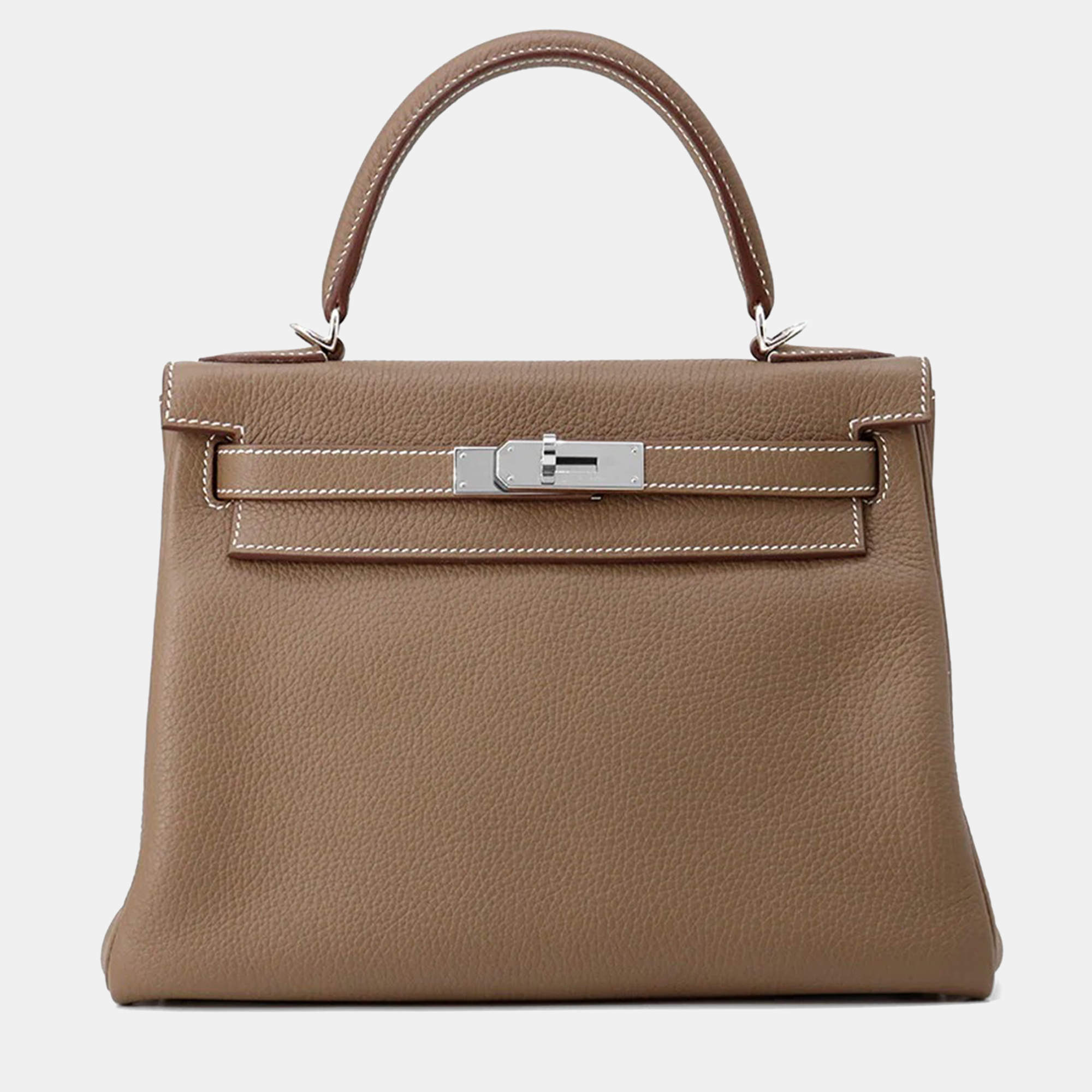Pre Owned Hermes Kelly Retourne Etoupe Togo Leather Size 28