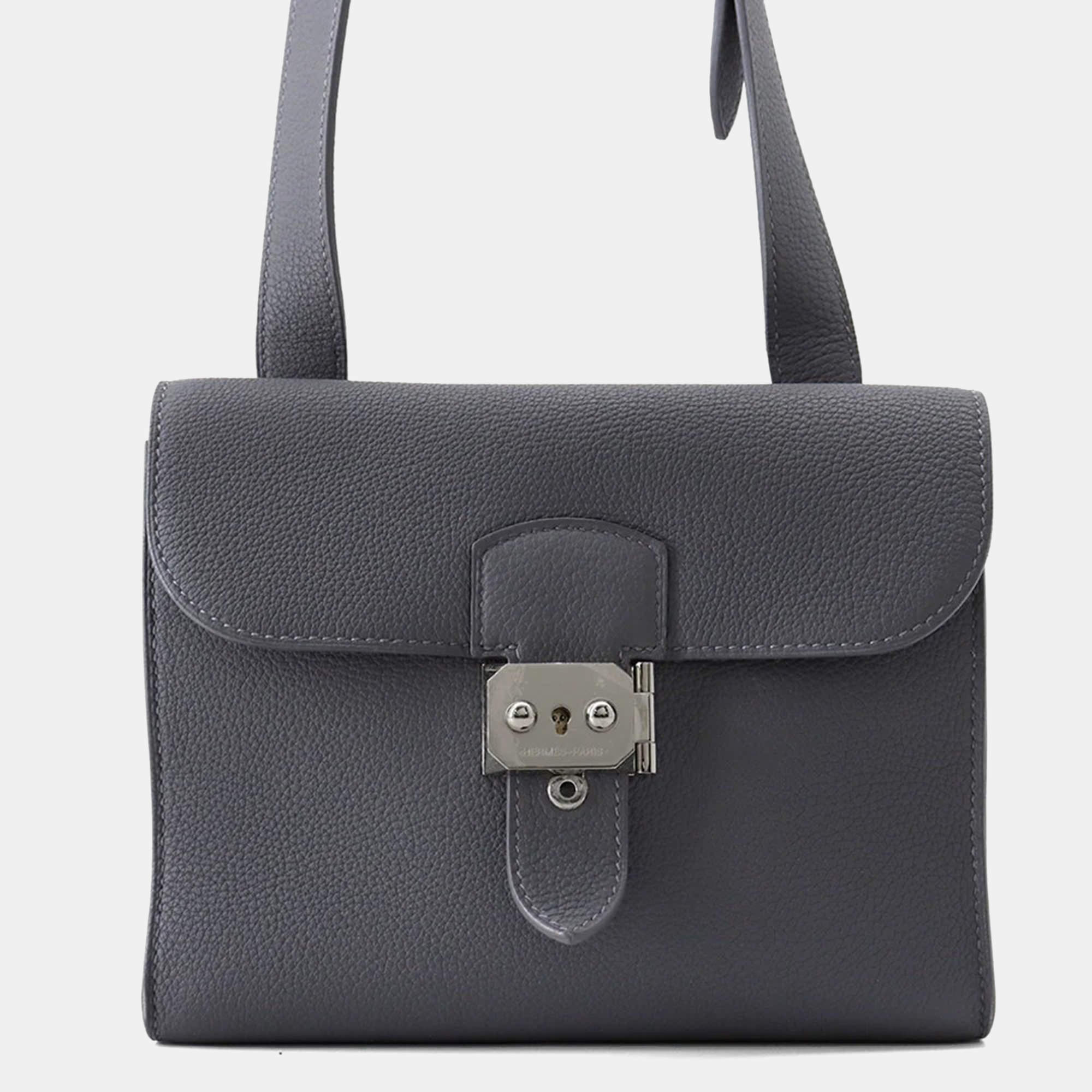 Pre Owned Hermes Sac A Depeches 21 Ardoise Togo Leather Bag