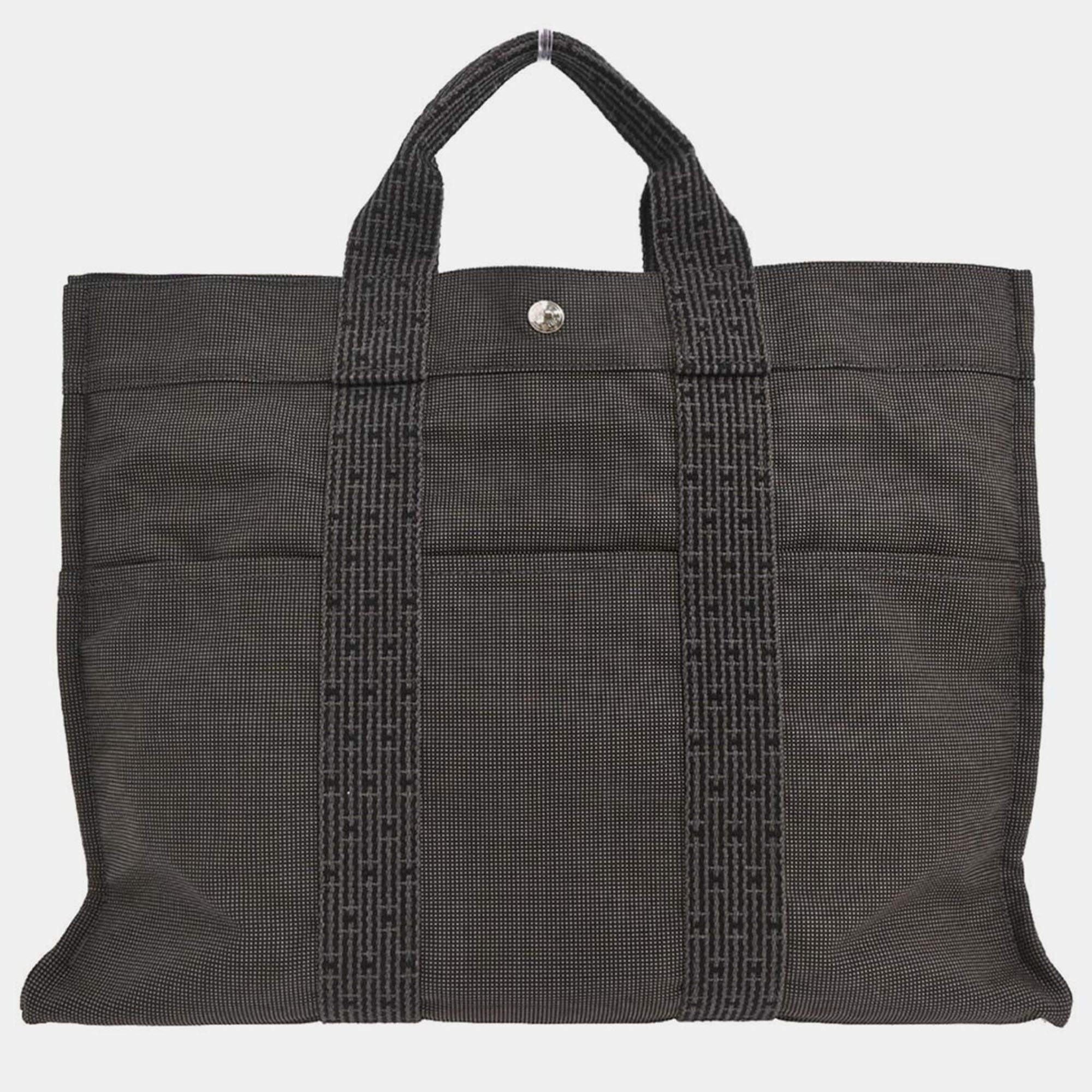 Pre Owned Hermes Herline Gray Canvas Tote