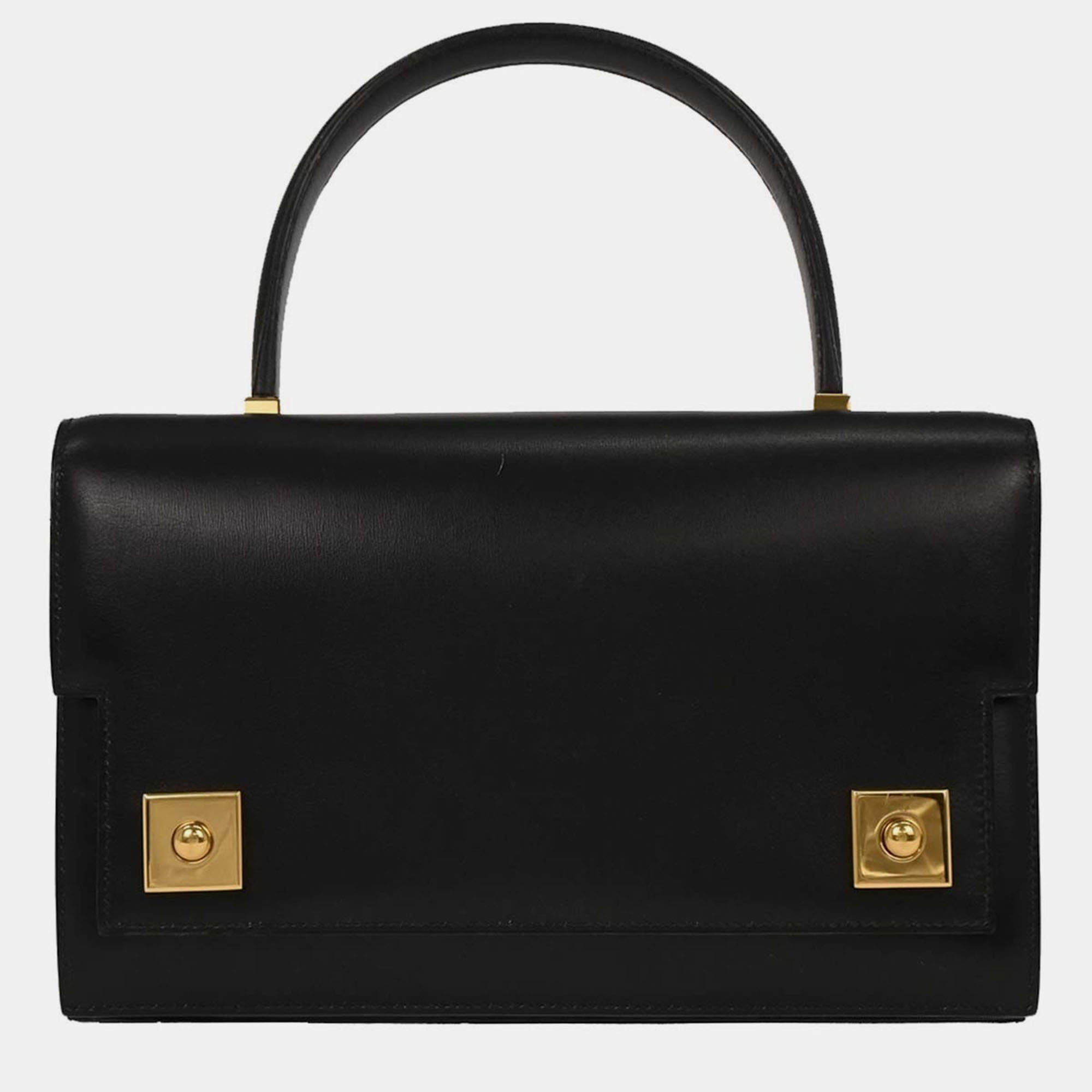 Pre Owned Hermes Black Box Calf Piano Handbag