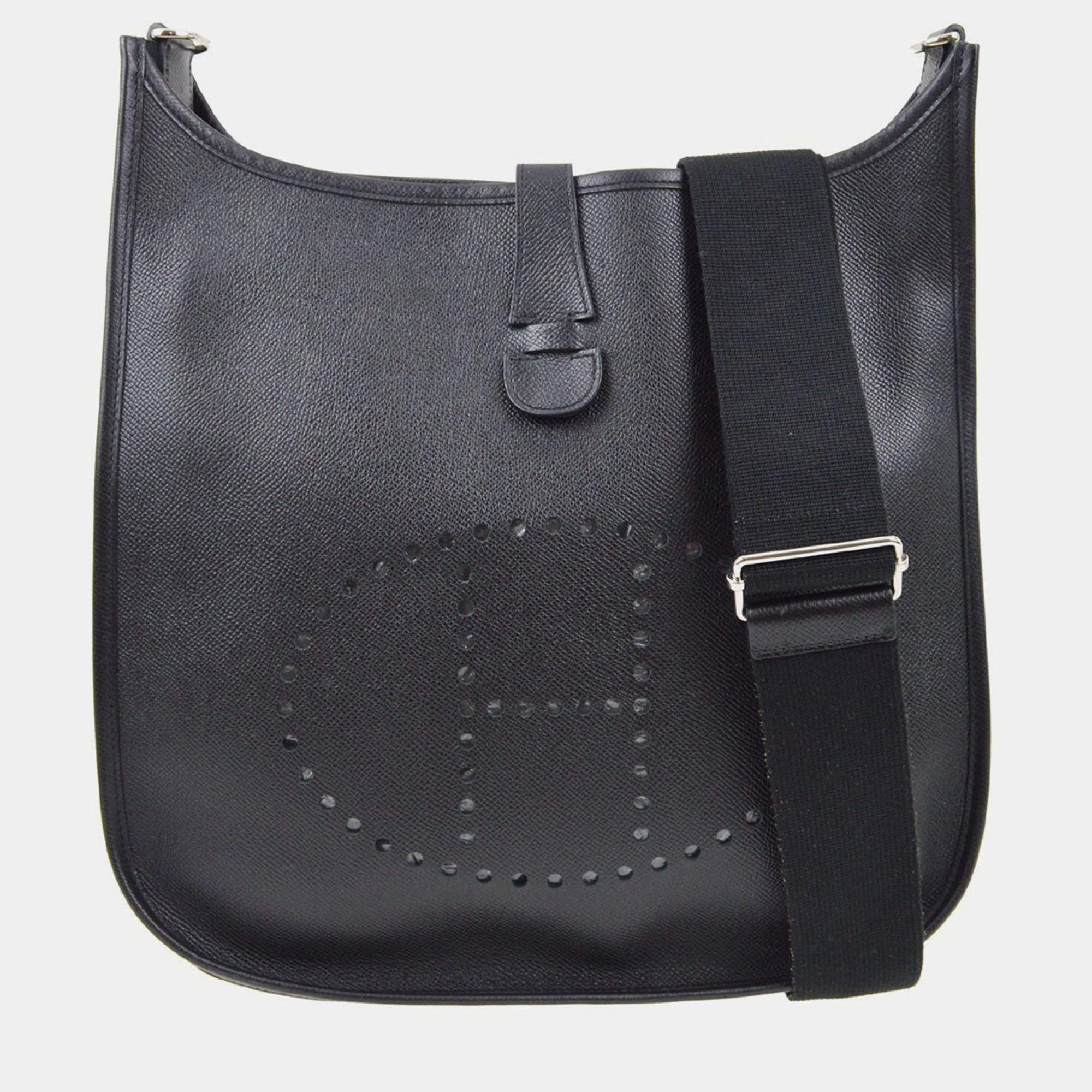 Pre Owned Hermes Black Epsom Evelyne 3 GM Shoulder Bag