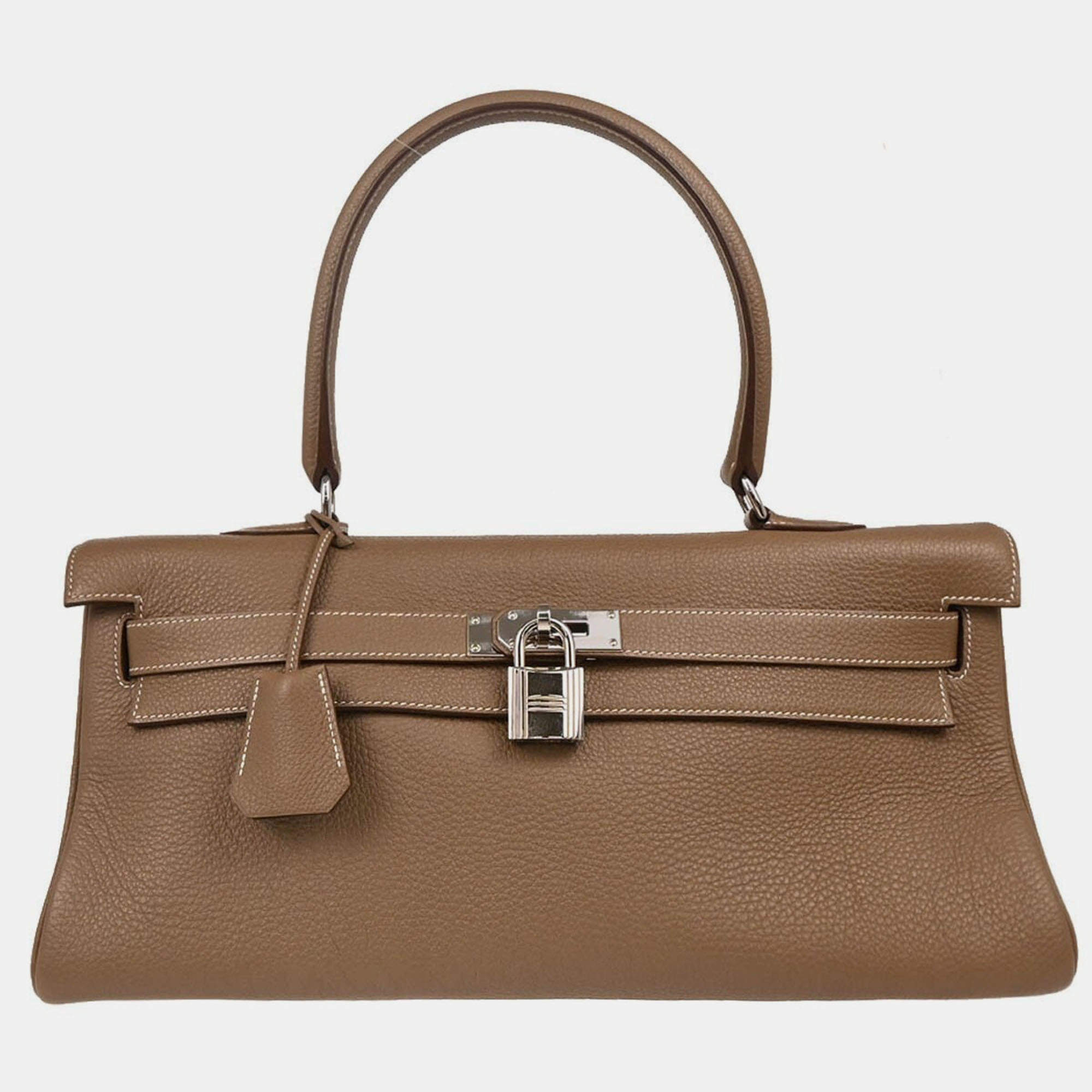 Pre Owned Hermes Etoupe Gray Togo Shoulder Kelly Handbag