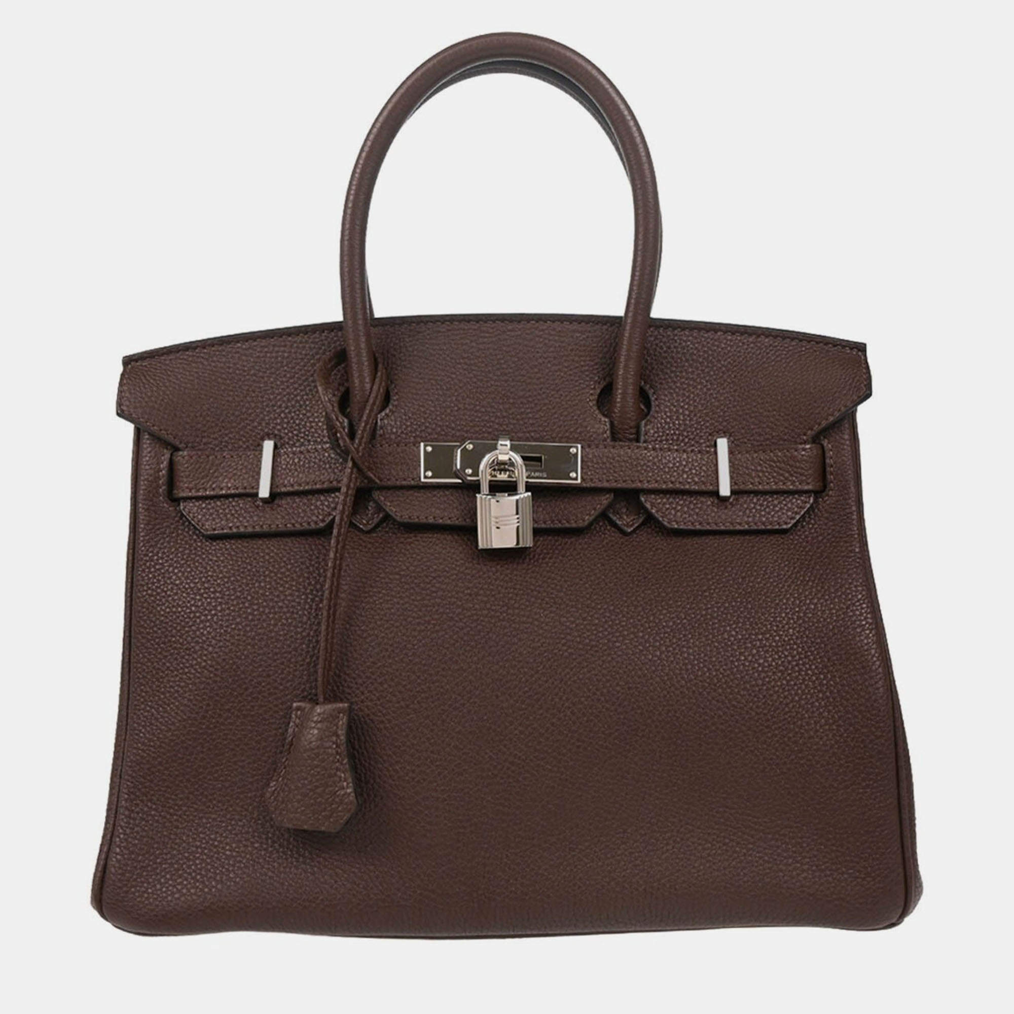Pre Owned Hermes Chocolat Togo Birkin 30 Handbag