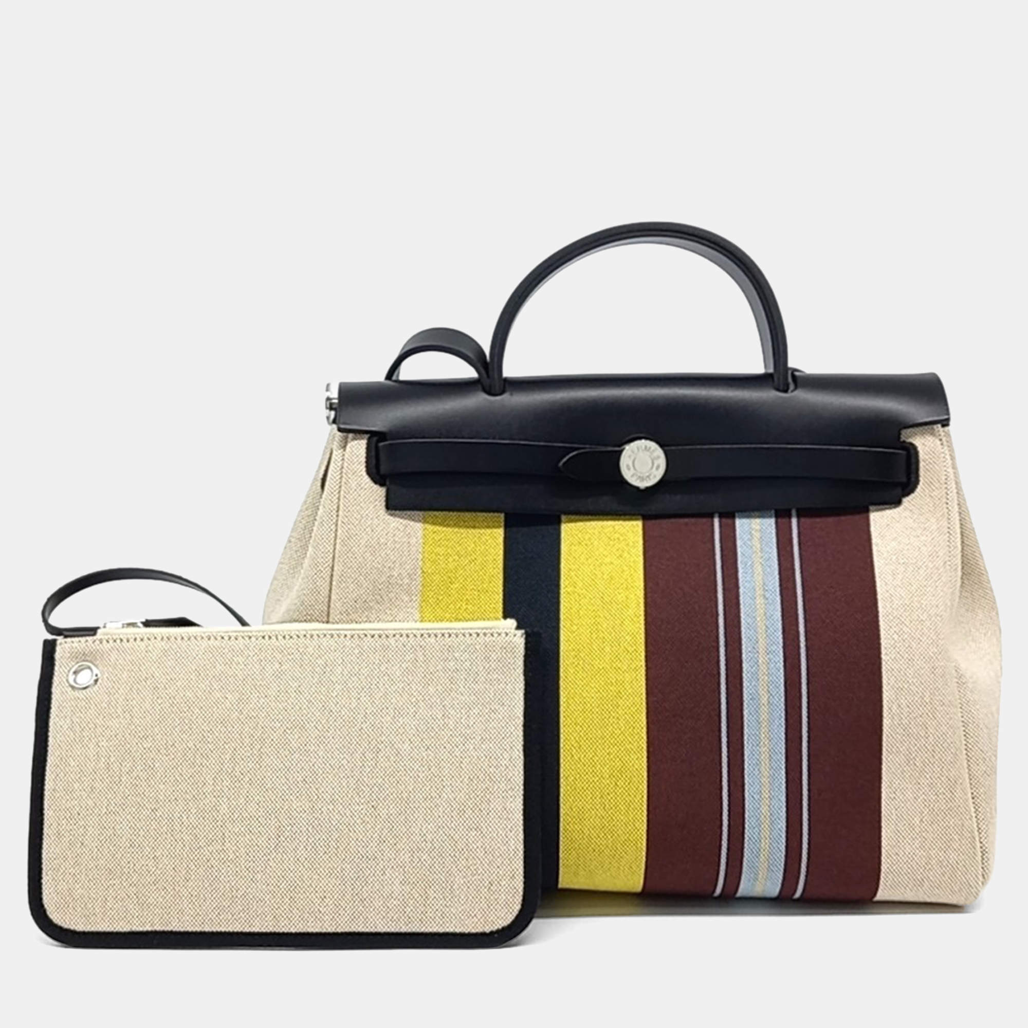 Pre Owned Hermes  NEW ZIP Herbag Small Multicolor Fabric and Leather Bag