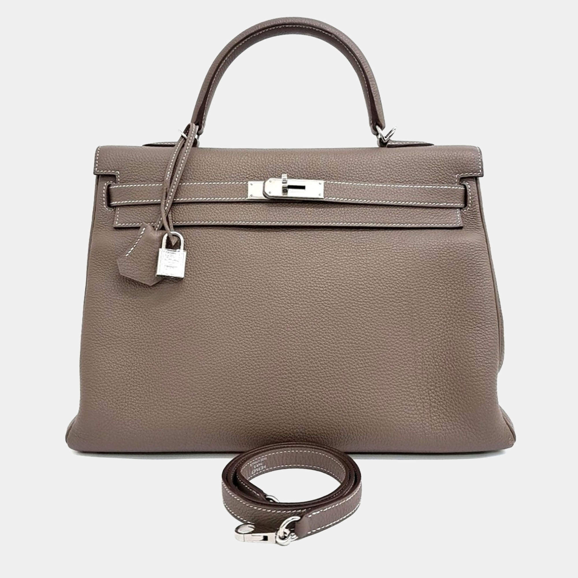Pre Owned Hermes Brown Leather Kelly 35