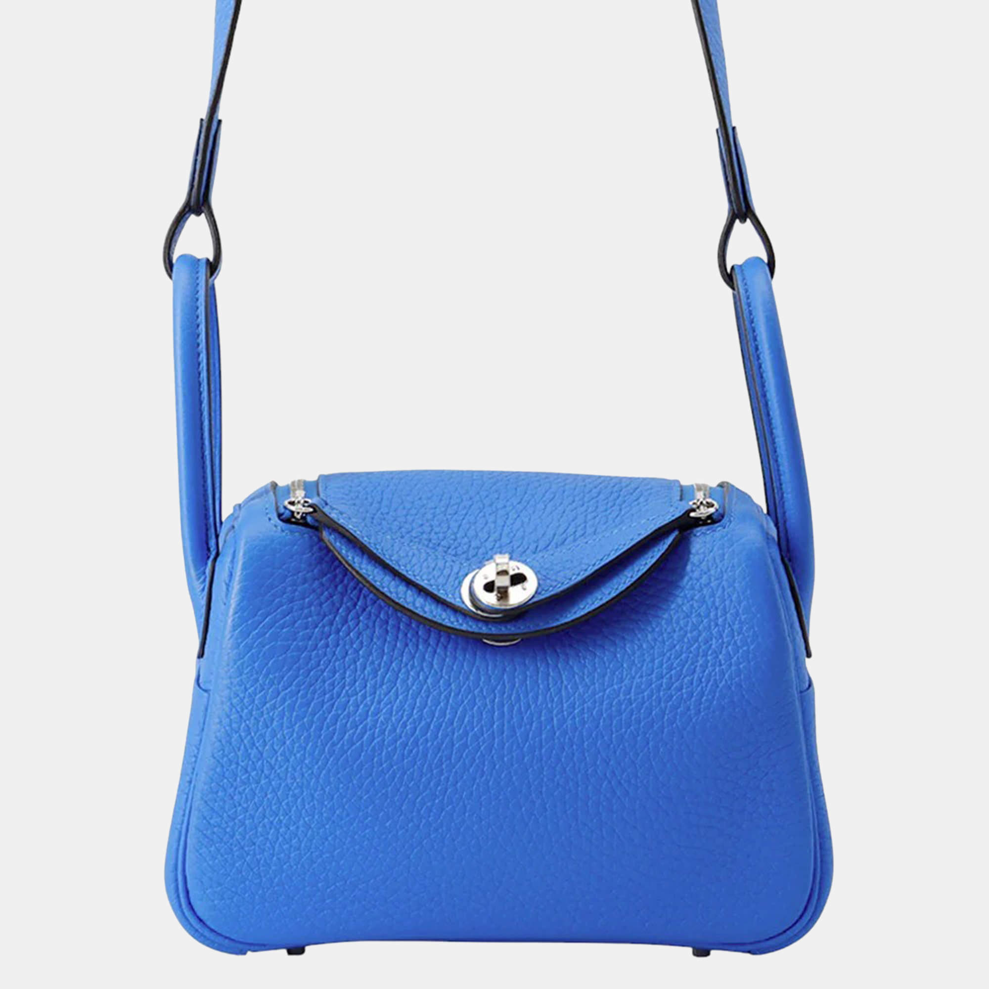 Pre Owned Hermes Lindy Blue Hydra Taurillon Clemence Size Mini