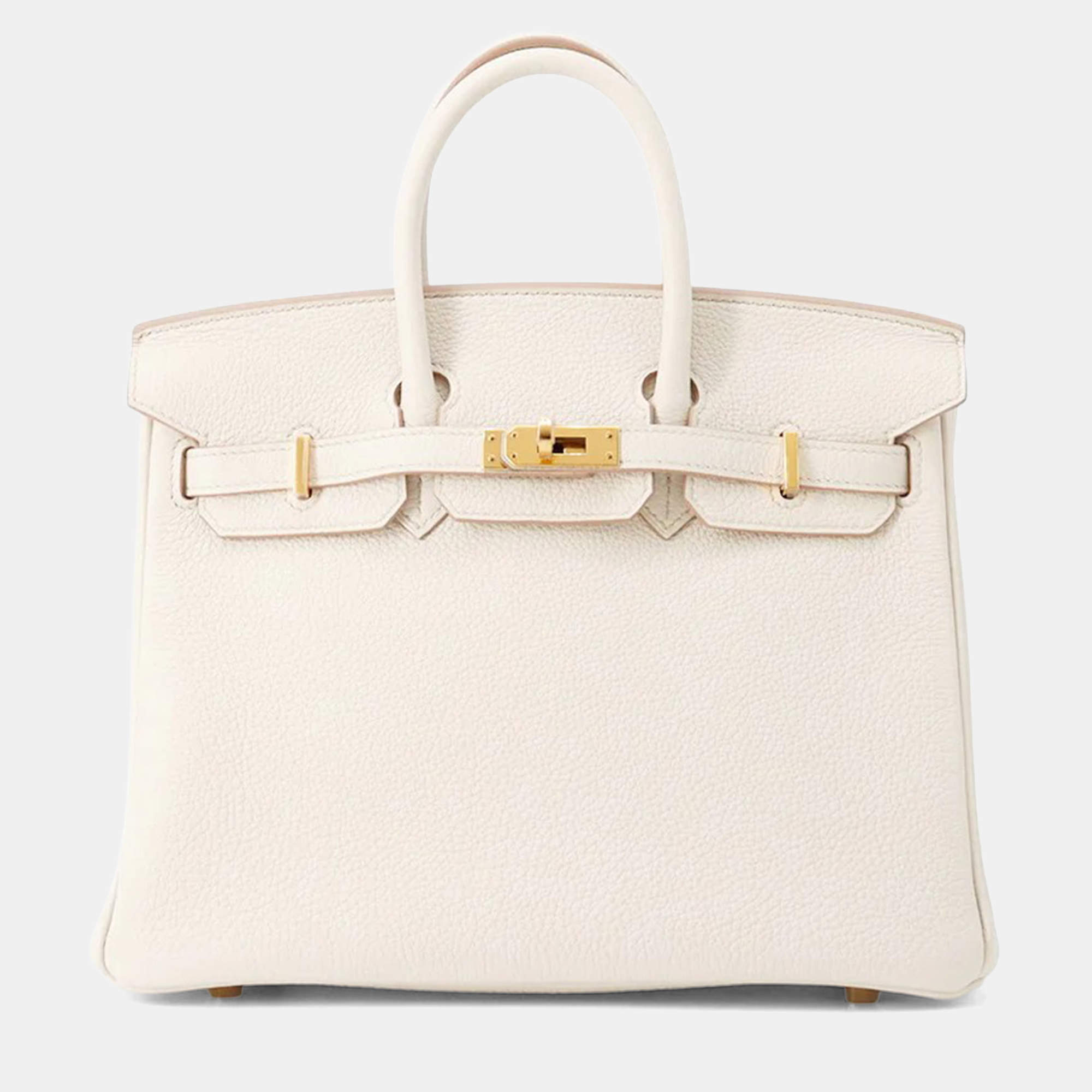 Pre Owned Hermes Birkin Size 25 Beton Togo Leather Bag