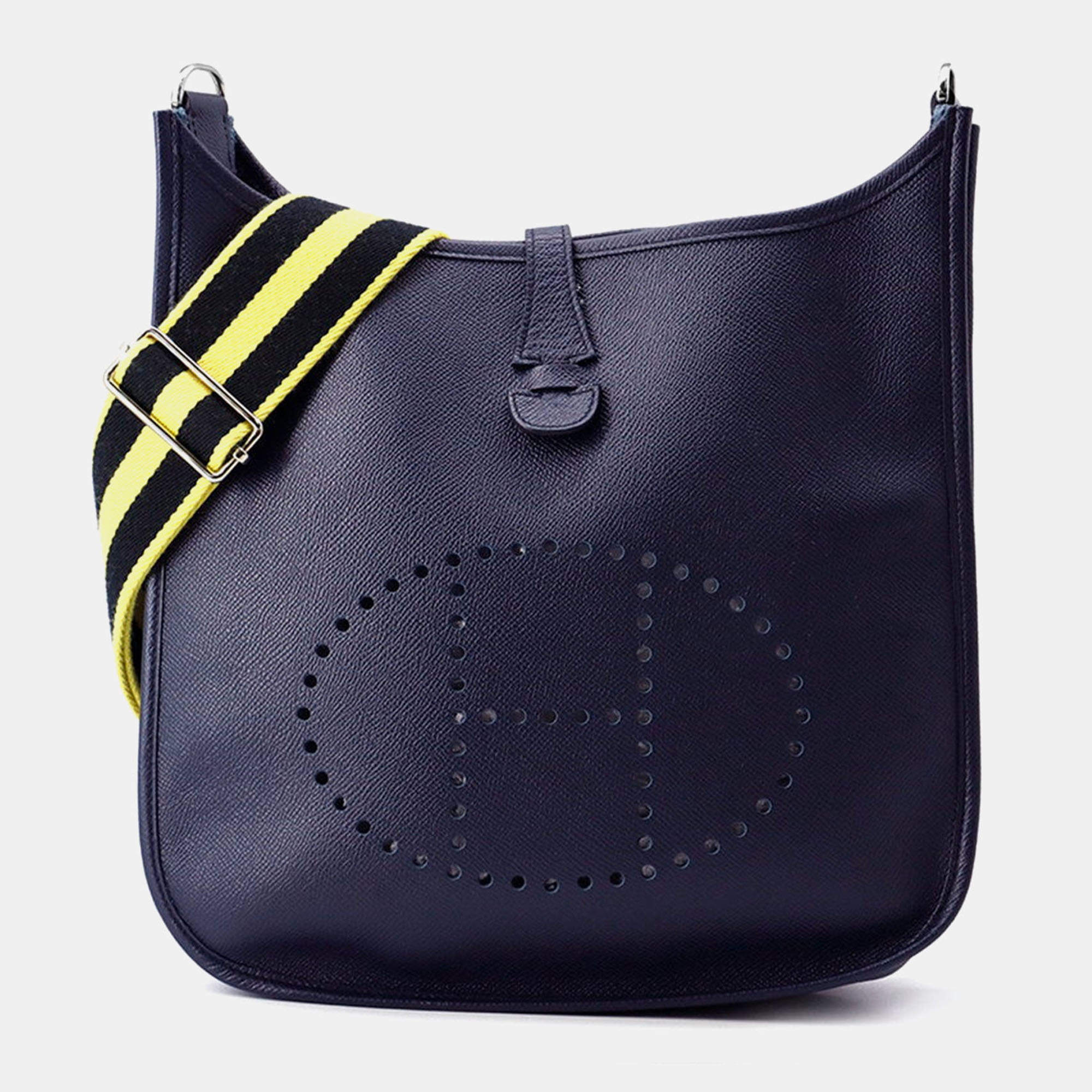 Pre Owned Hermes Evelyne3 Blue Indigo Epsom Size Pm