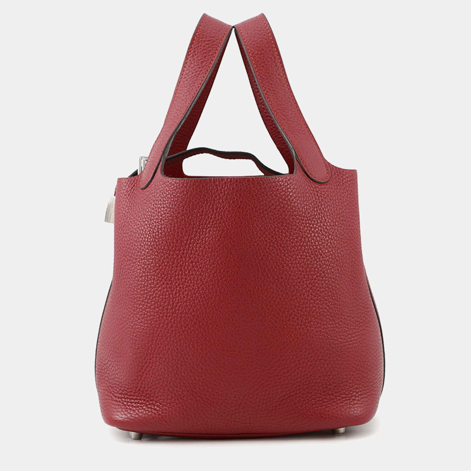 Pre Owned Hermes Picotin Lock Rouge Grenat Taurillon Clemence Size PM