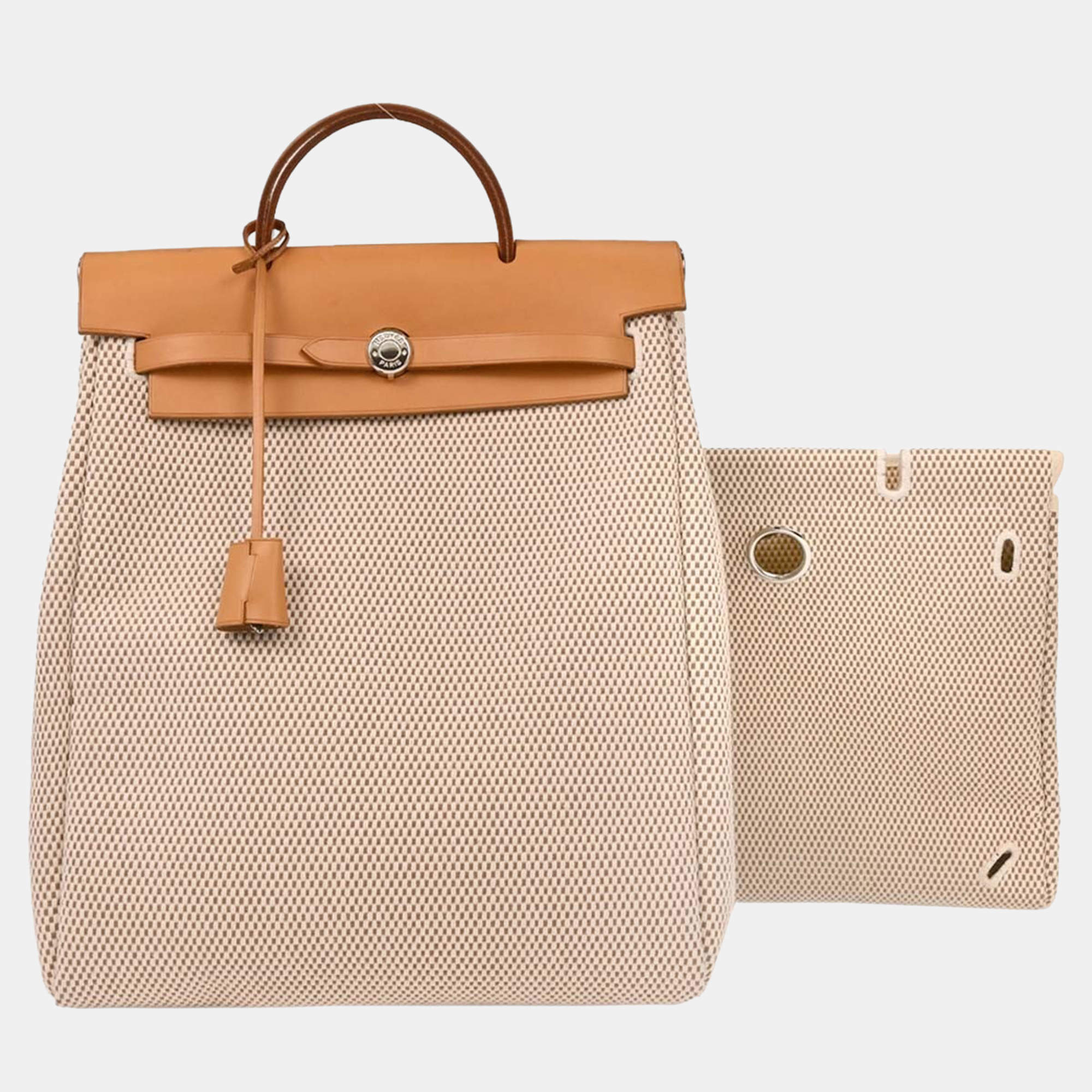 Pre Owned Hermes Beige Toile GM Herbag a Dos Backpack