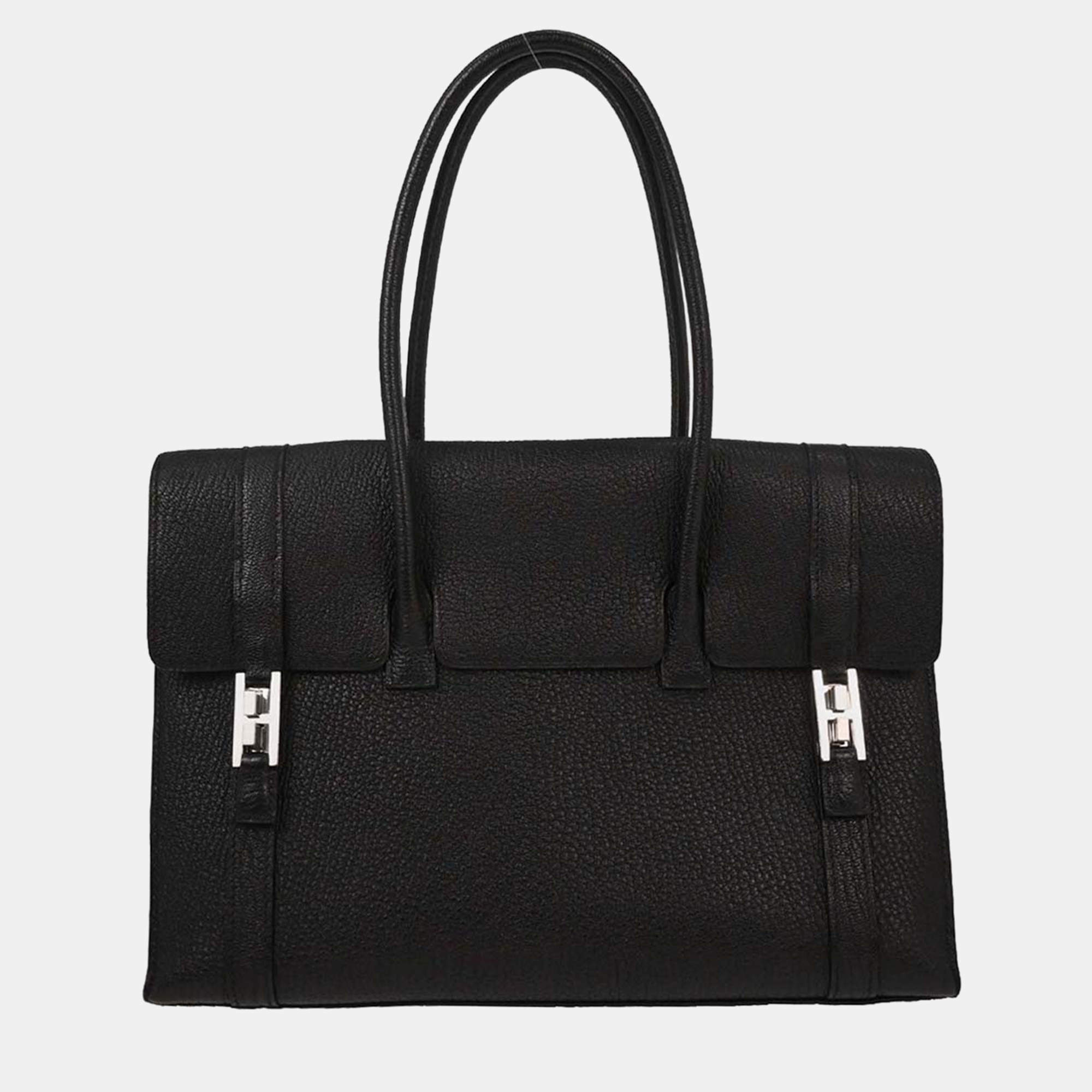 Pre Owned Hermes Black Chevre Myzore Drag 2 32 Handbag