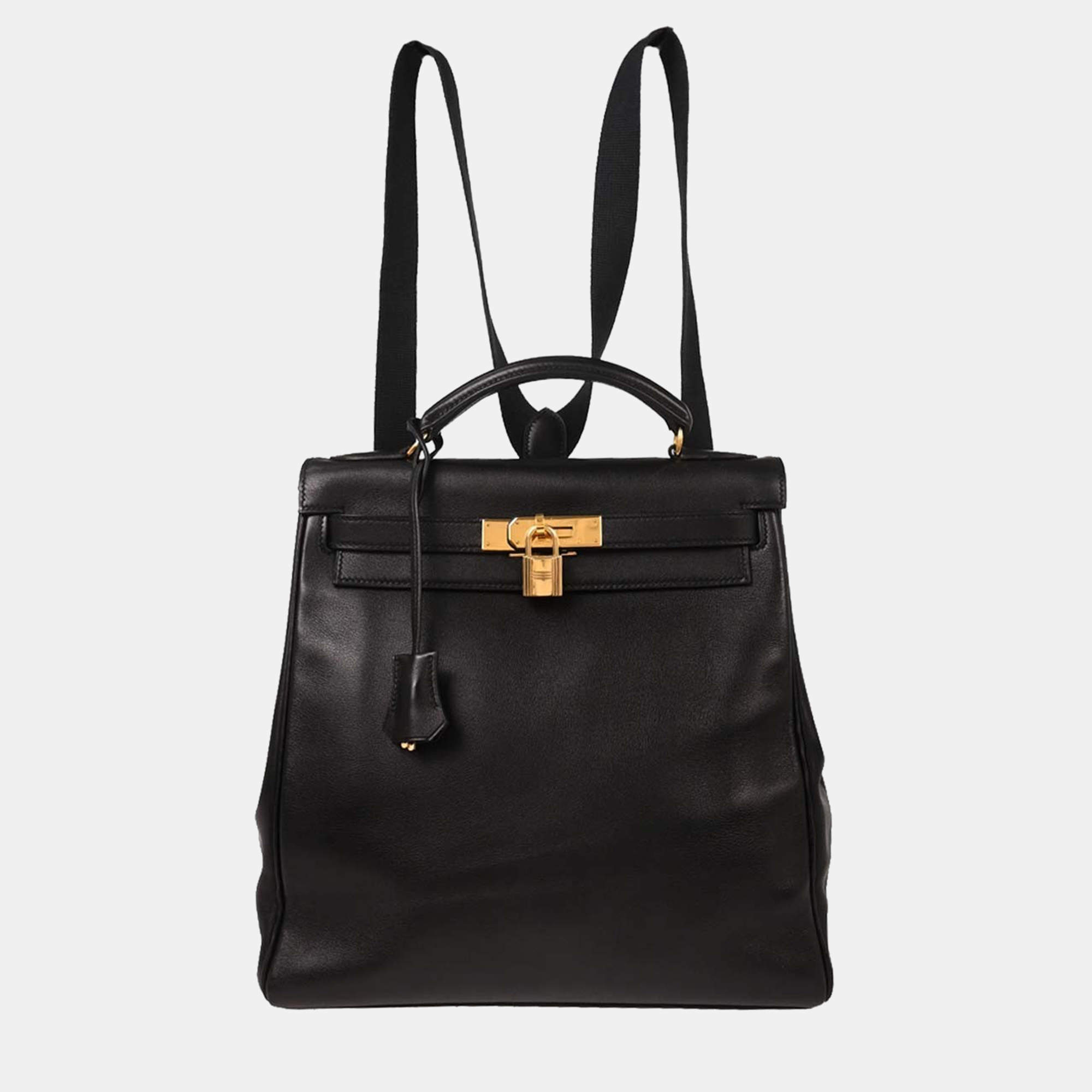 Pre Owned Hermes Black Gulliver Kelly A Dos GM Backpack