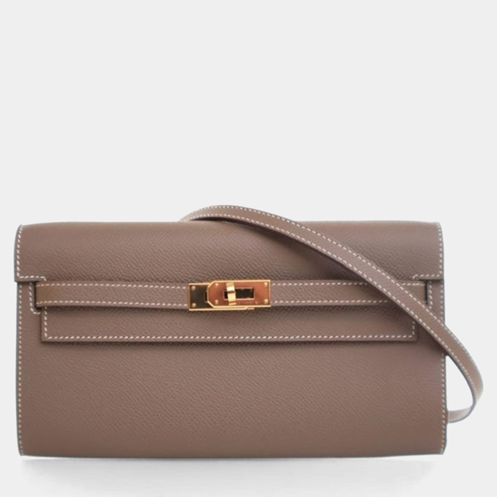 Pre Owned Hermes Etoupe Epsom Kelly To Go Wallet