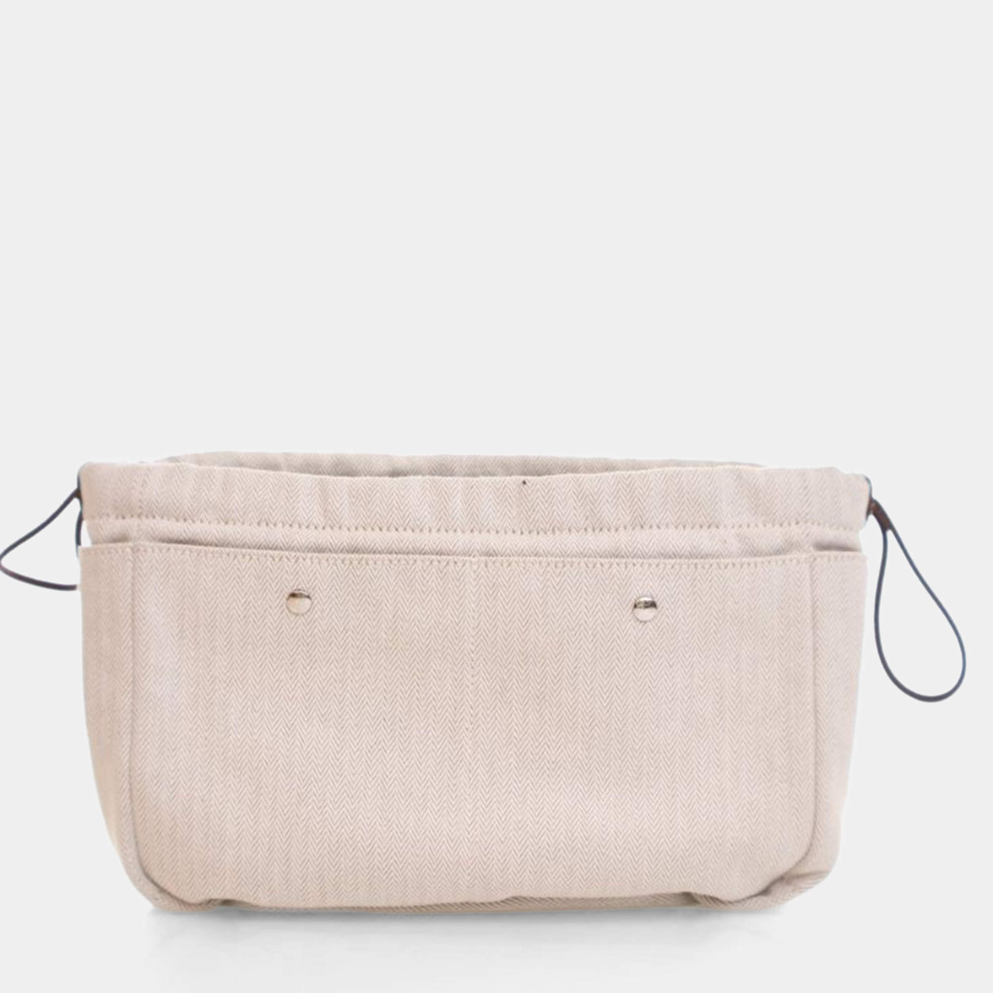 Pre Owned Hermes Beige Cotton Fourbi Pouch 25