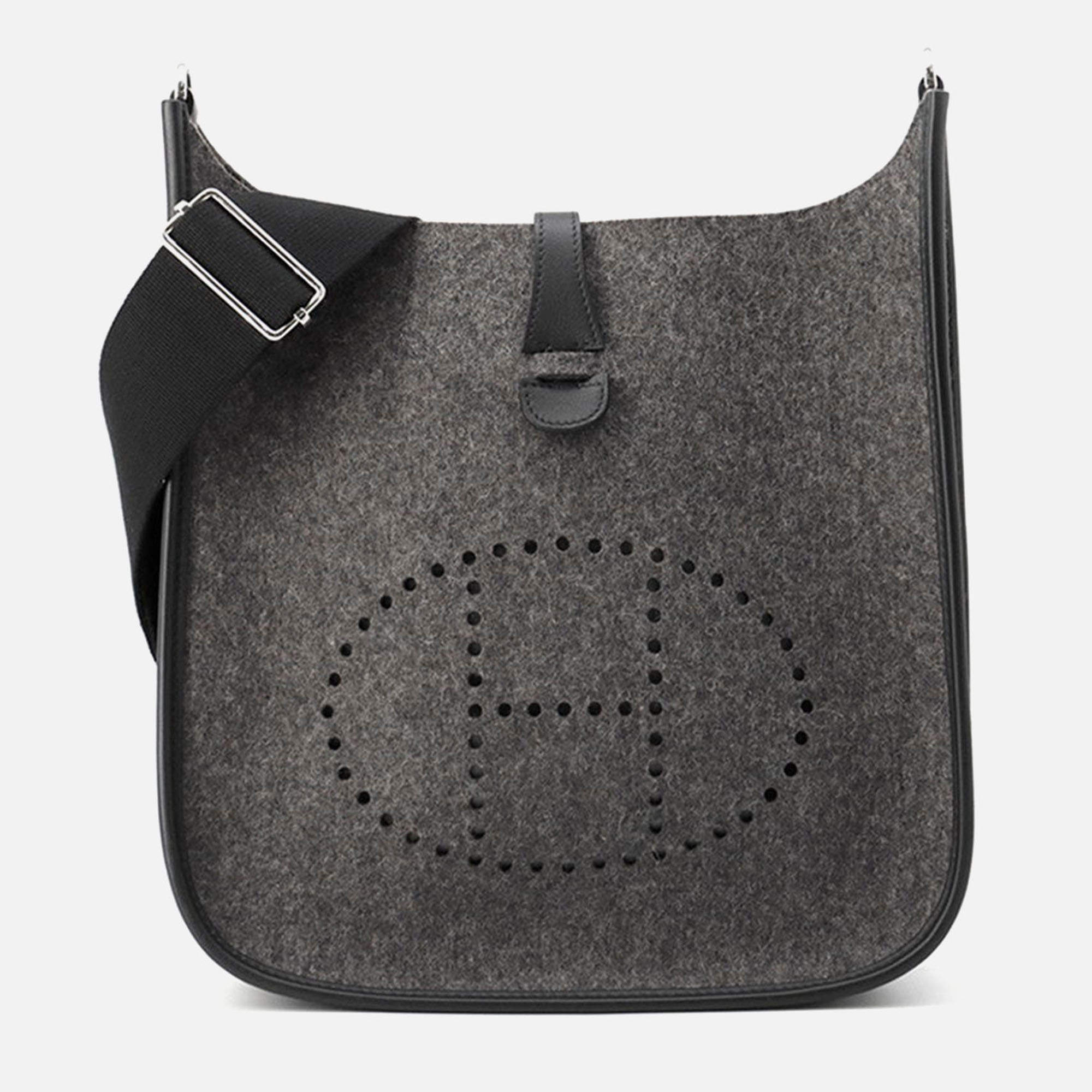 Pre Owned Hermes Evelyne3 Gray/Black Felt Leather PM