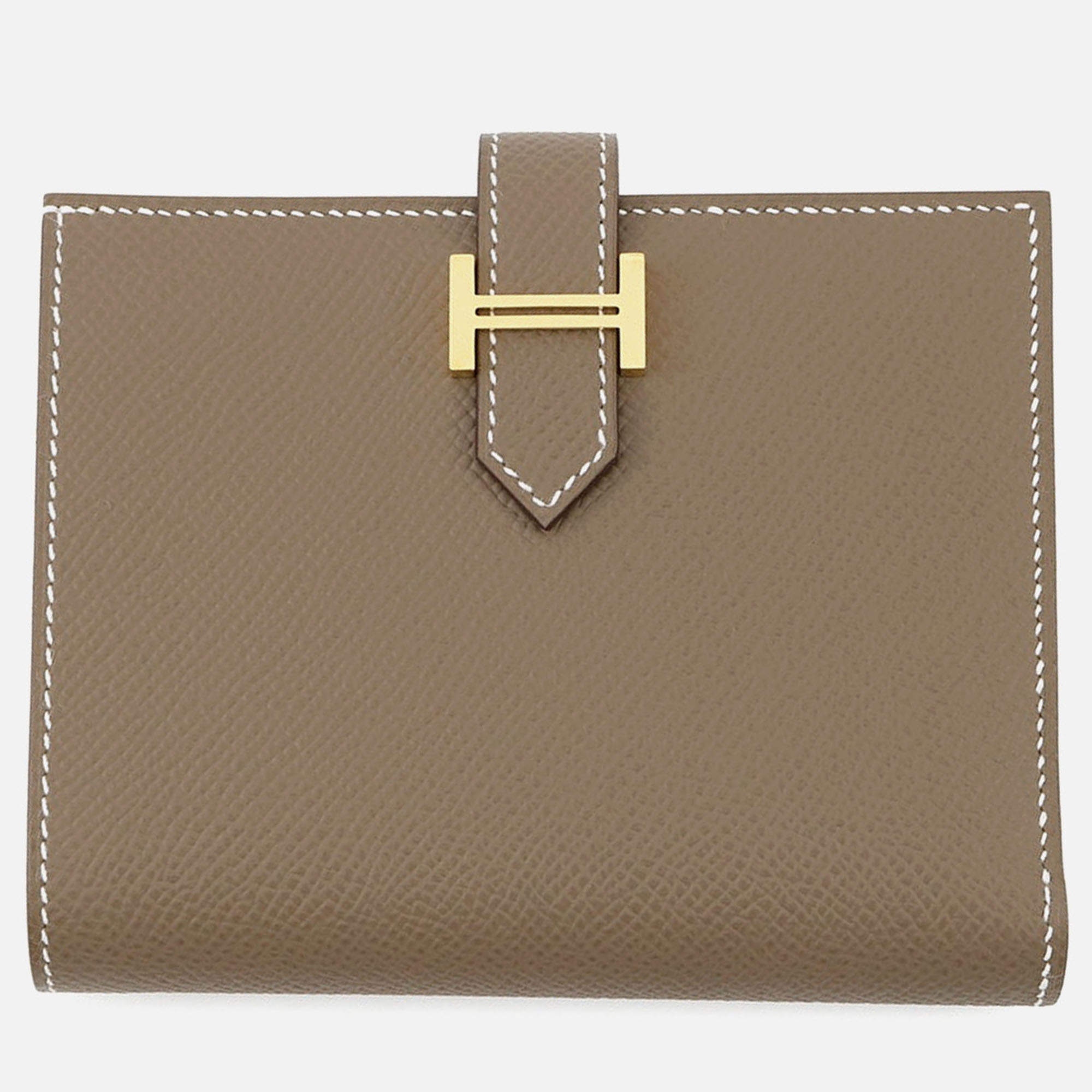Pre Owned Hermes Bean Compact Etoupe Epsom